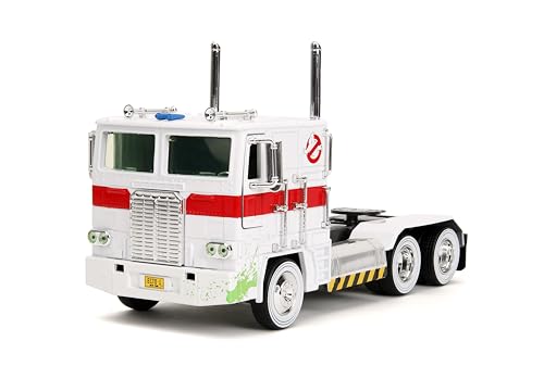 Jada Toys Transformers G1 Optimus Prime Big Rig with Ghostbusters Ecto-1 Graphics - 1:24 Die-Cast