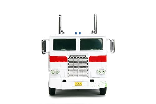 Jada Toys Transformers G1 Optimus Prime Big Rig with Ghostbusters Ecto-1 Graphics - 1:24 Die-Cast