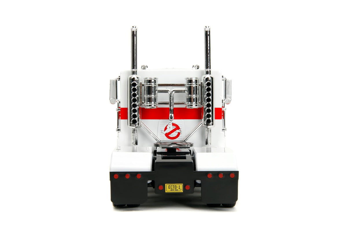 Jada Toys Transformers G1 Optimus Prime Big Rig with Ghostbusters Ecto-1 Graphics - 1:24 Die-Cast
