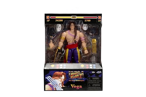 Jada Street Fighter II Vega (Wave 4) 1:12 Scale Action Figure – 6-inch Tall, Interchangeable Heads, Hands & Claw