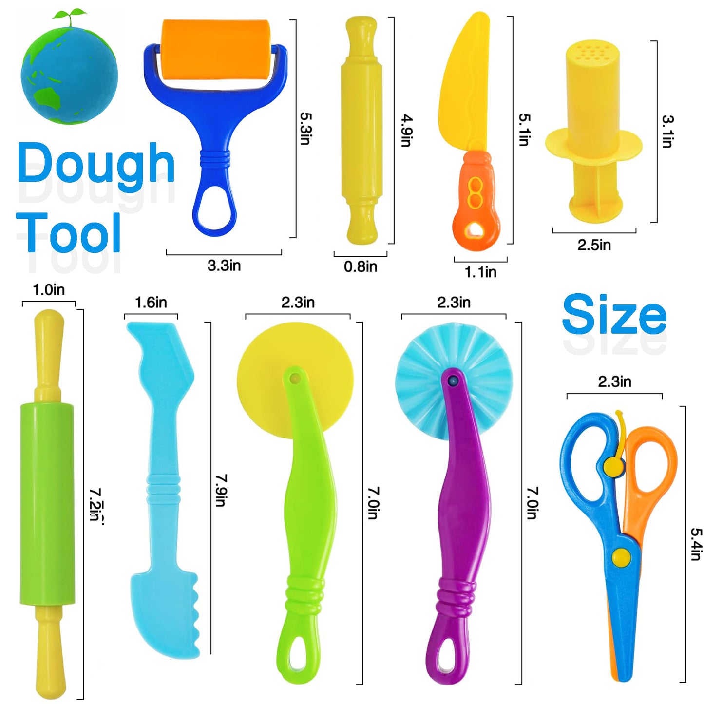 Jaeespon 9-Piece Dough Tool Set for Kids – Safe, Creative Play for Ages 2-8