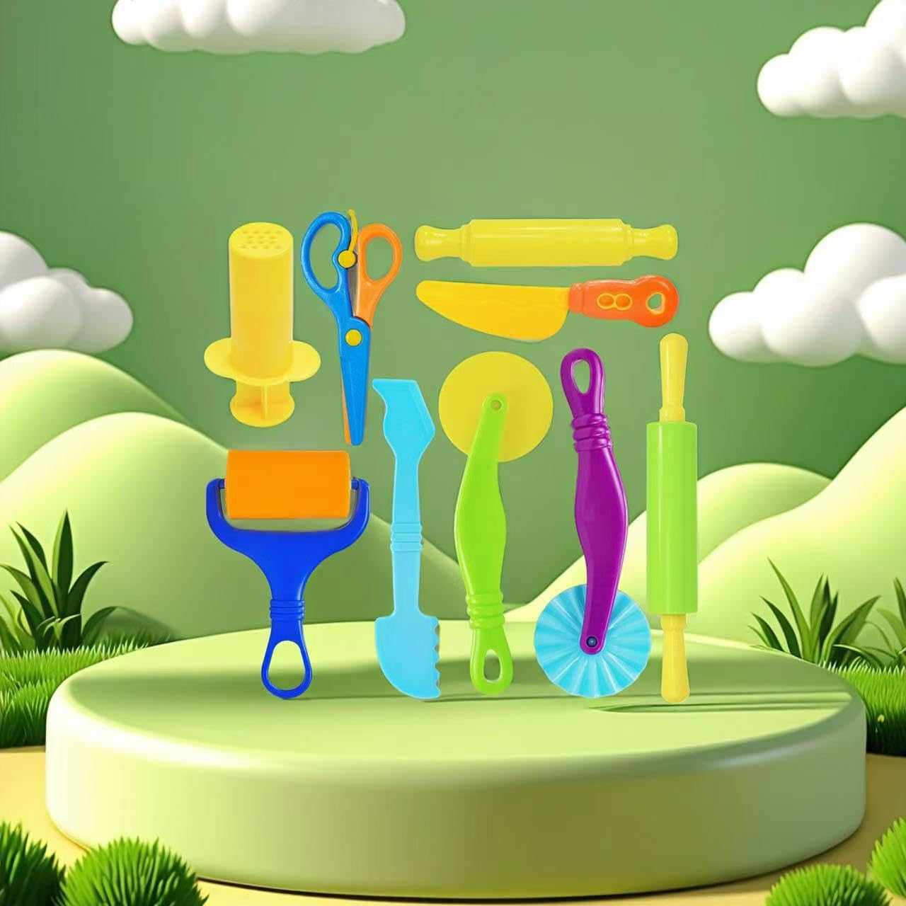 Jaeespon 9-Piece Dough Tool Set for Kids – Safe, Creative Play for Ages 2-8