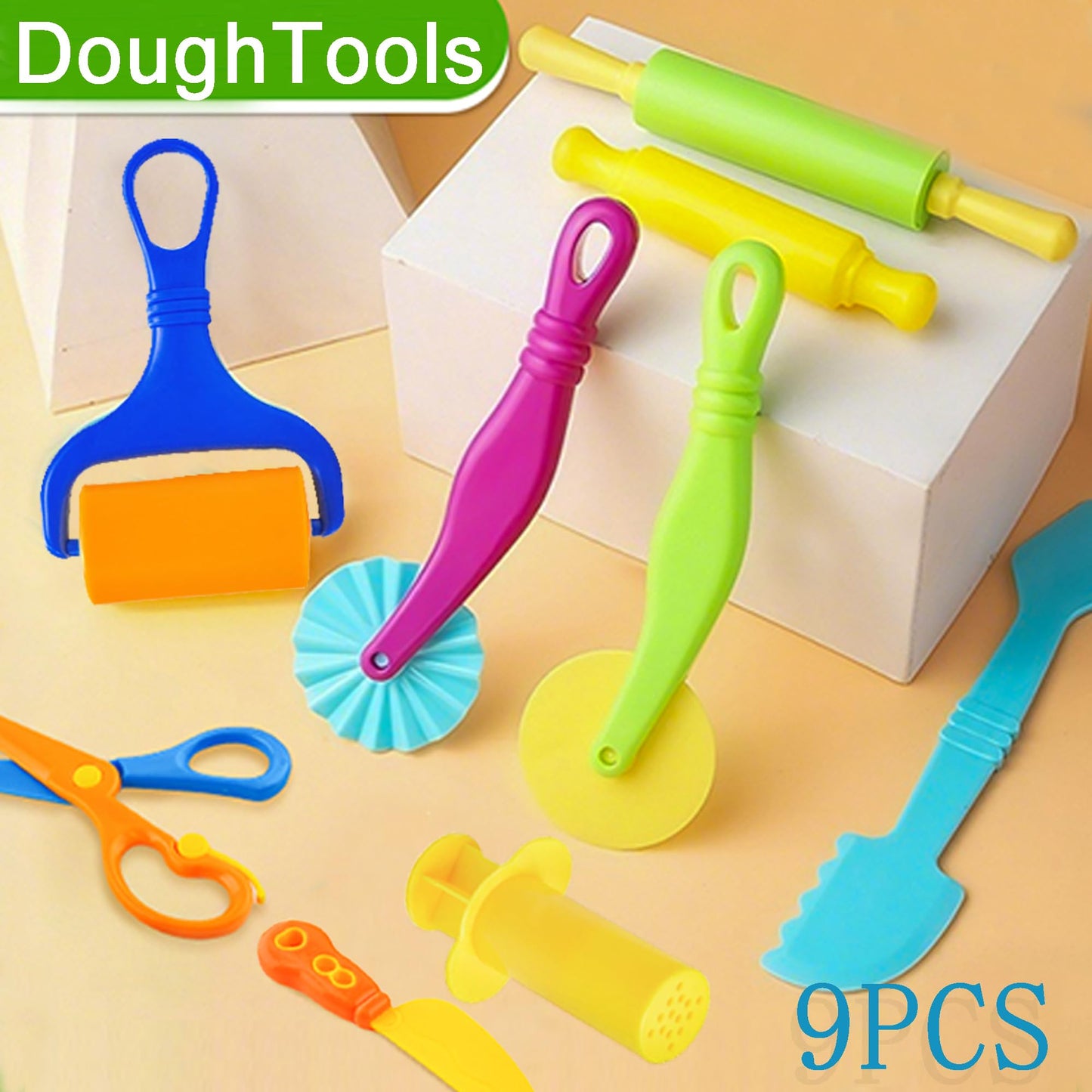 Jaeespon 9-Piece Dough Tool Set for Kids – Safe, Creative Play for Ages 2-8