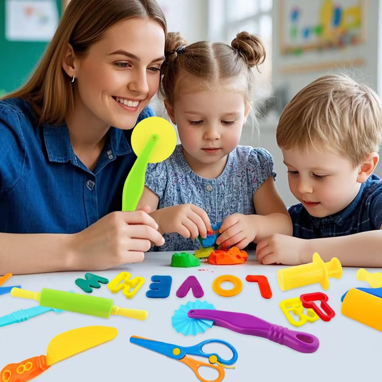 Jaeespon 9-Piece Dough Tool Set for Kids – Safe, Creative Play for Ages 2-8