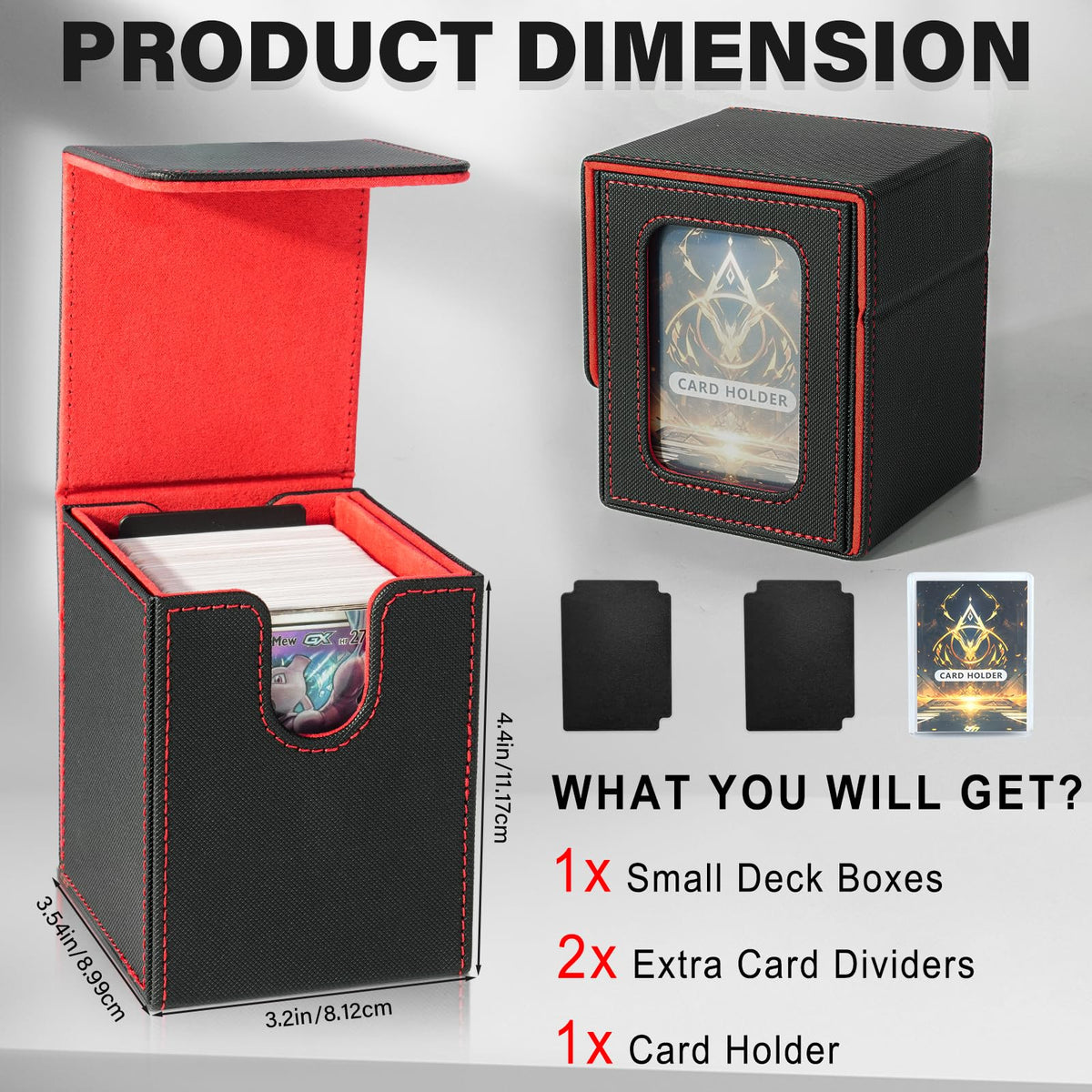 Jaffzora Card Deck Box for MTG Commander — Magnetic Case, 100 Double-Sleeve Capacity, Black & Red