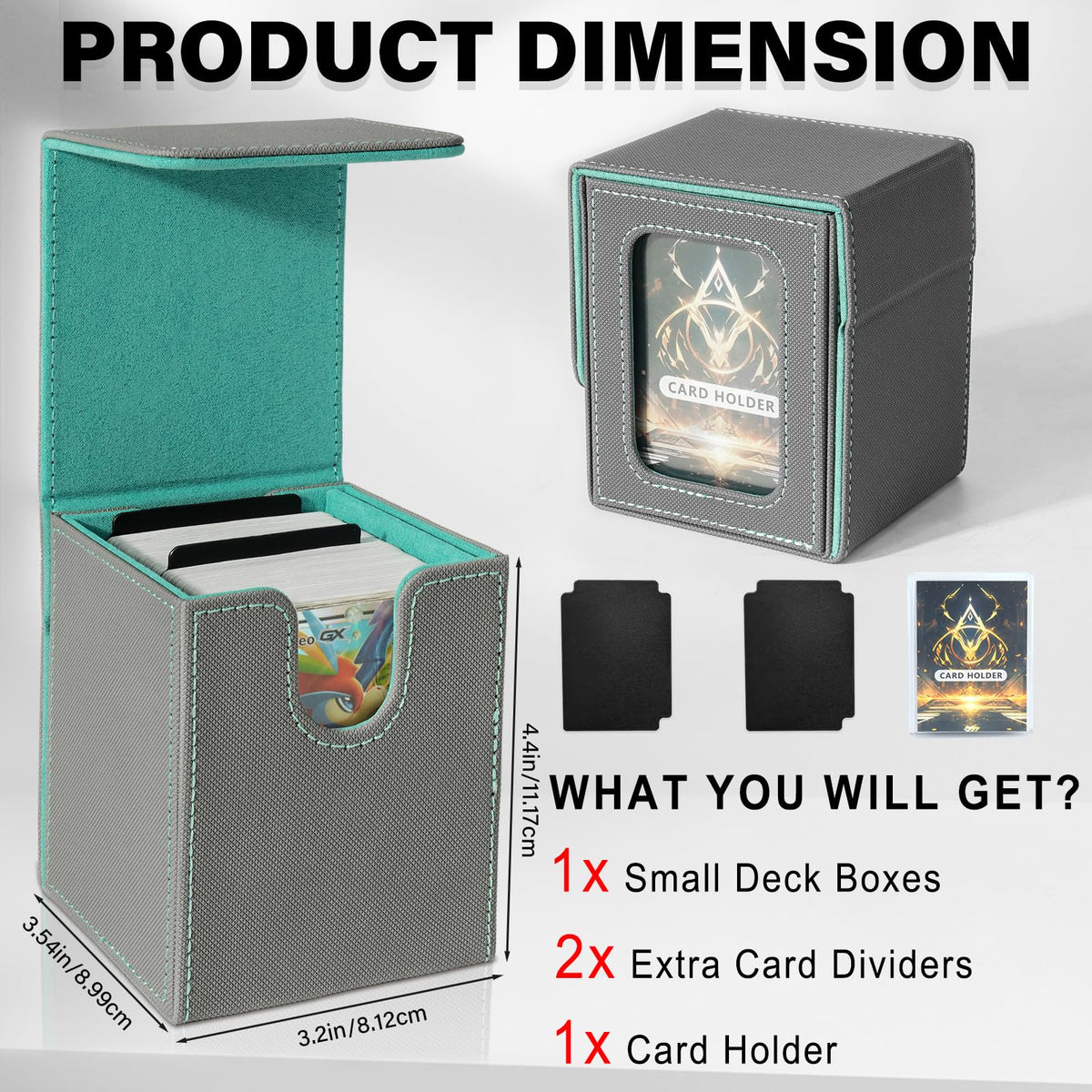 Jaffzora MTG Commander Card Deck Box – Magnetic Case, Holds 100 Cards (Gray & Blue)