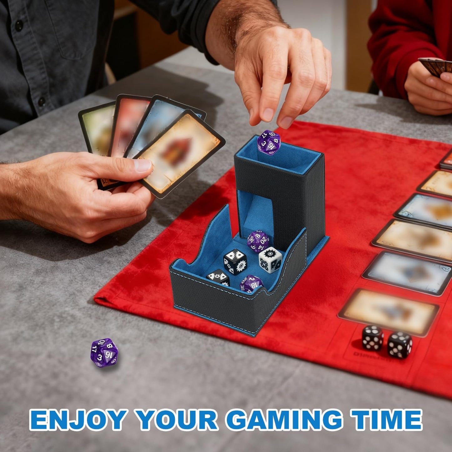 Jaffzora Dice Roller Tower | Magnetic Dice Tray & 3-in-1 Leather Organizer for D&D, MTG