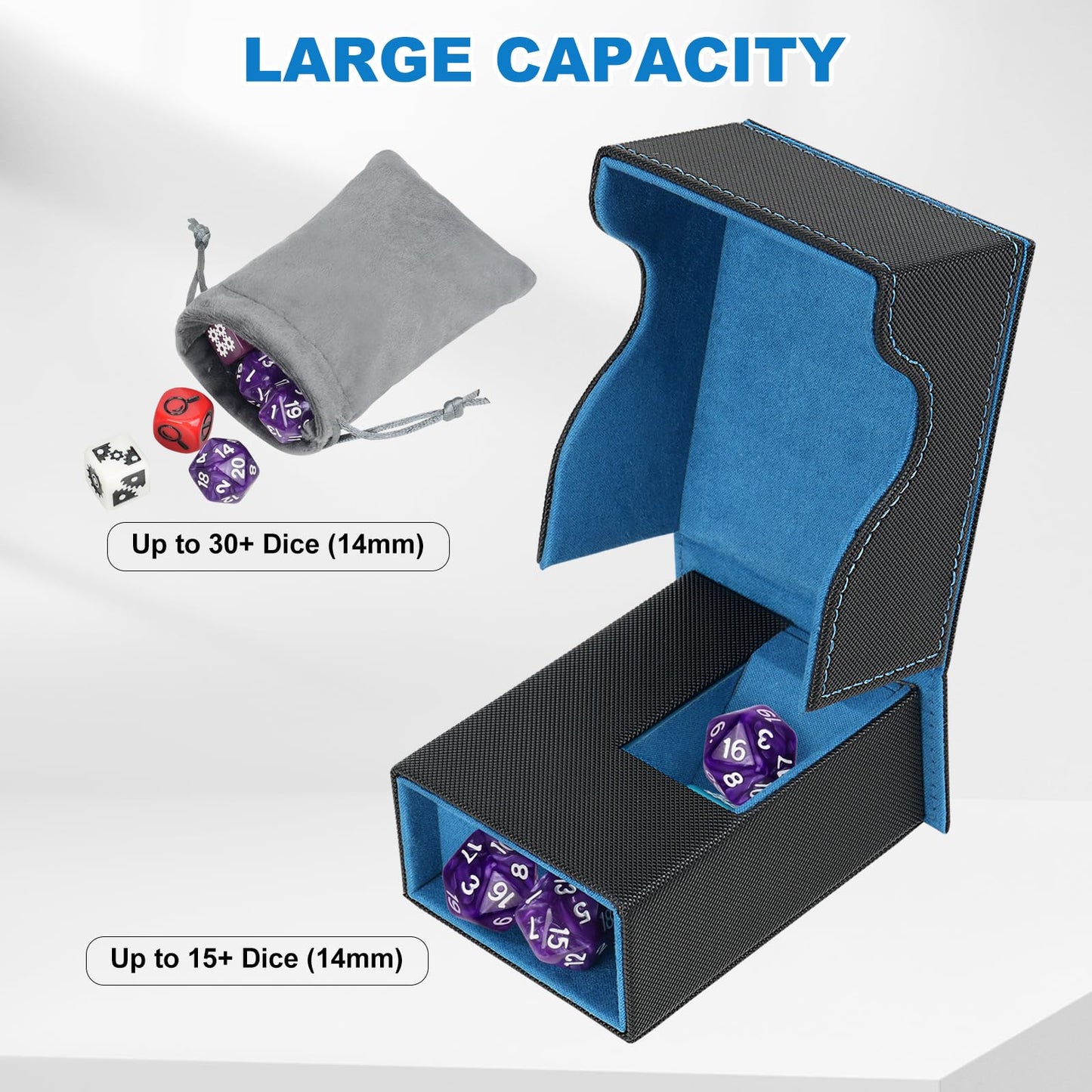 Jaffzora Dice Roller Tower | Magnetic Dice Tray & 3-in-1 Leather Organizer for D&D, MTG
