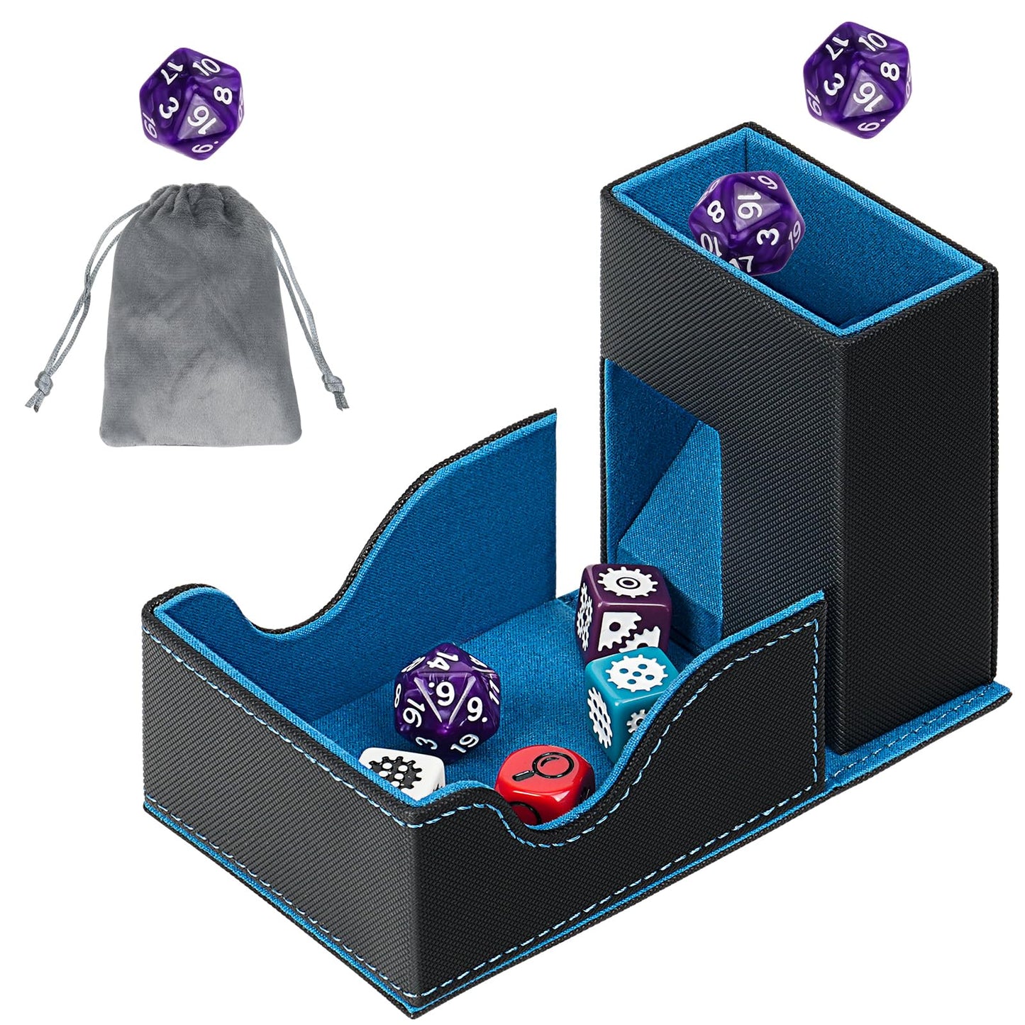 Jaffzora Dice Roller Tower | Magnetic Dice Tray & 3-in-1 Leather Organizer for D&D, MTG