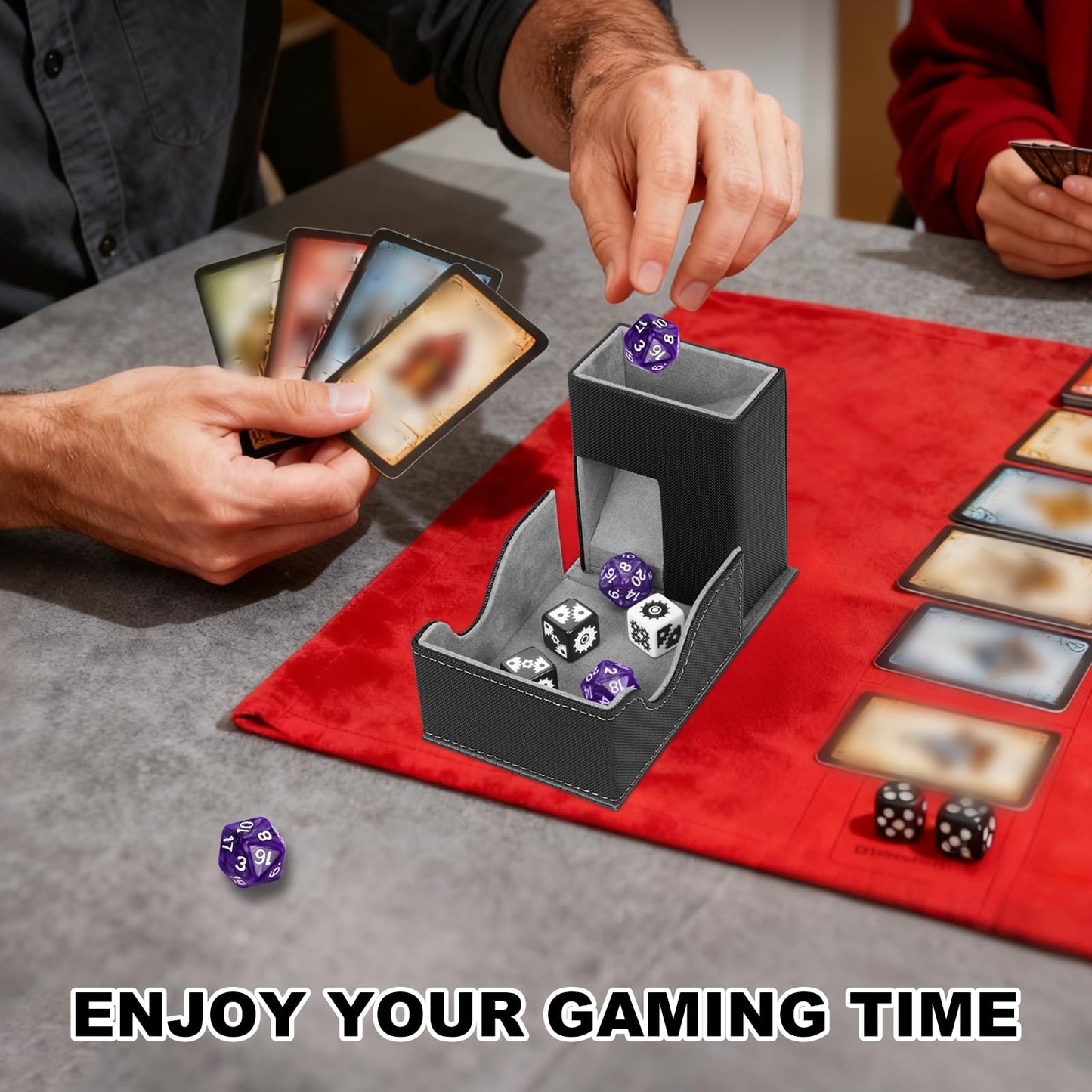 Jaffzora Dice Roller Tower – Magnetic Foldable Leather Dice Tray for D&D & MTG