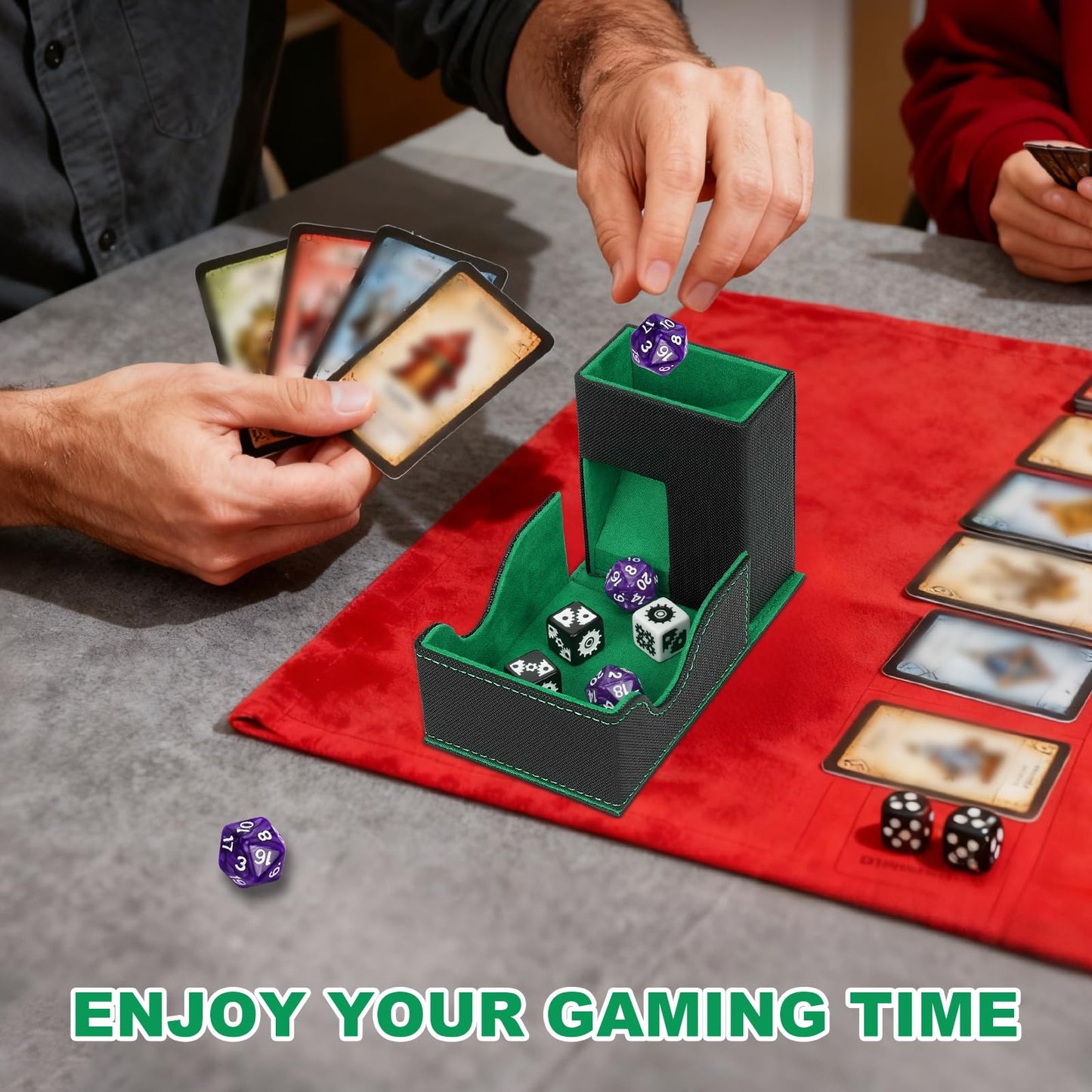 Jaffzora Dice Roller Tower – Magnetic Foldable Leather Dice Tray for D&D & MTG