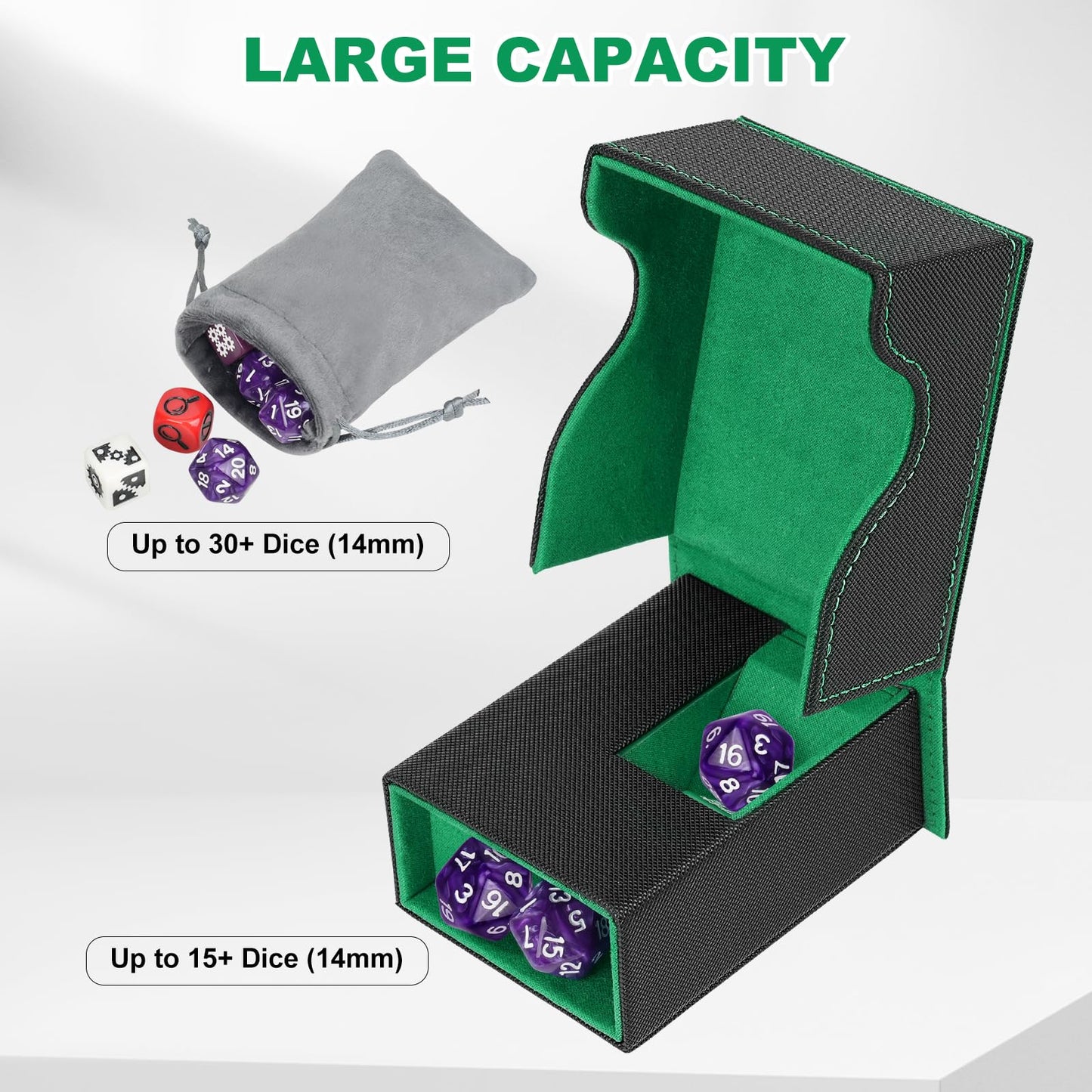 Jaffzora Dice Roller Tower – Magnetic Foldable Leather Dice Tray for D&D & MTG