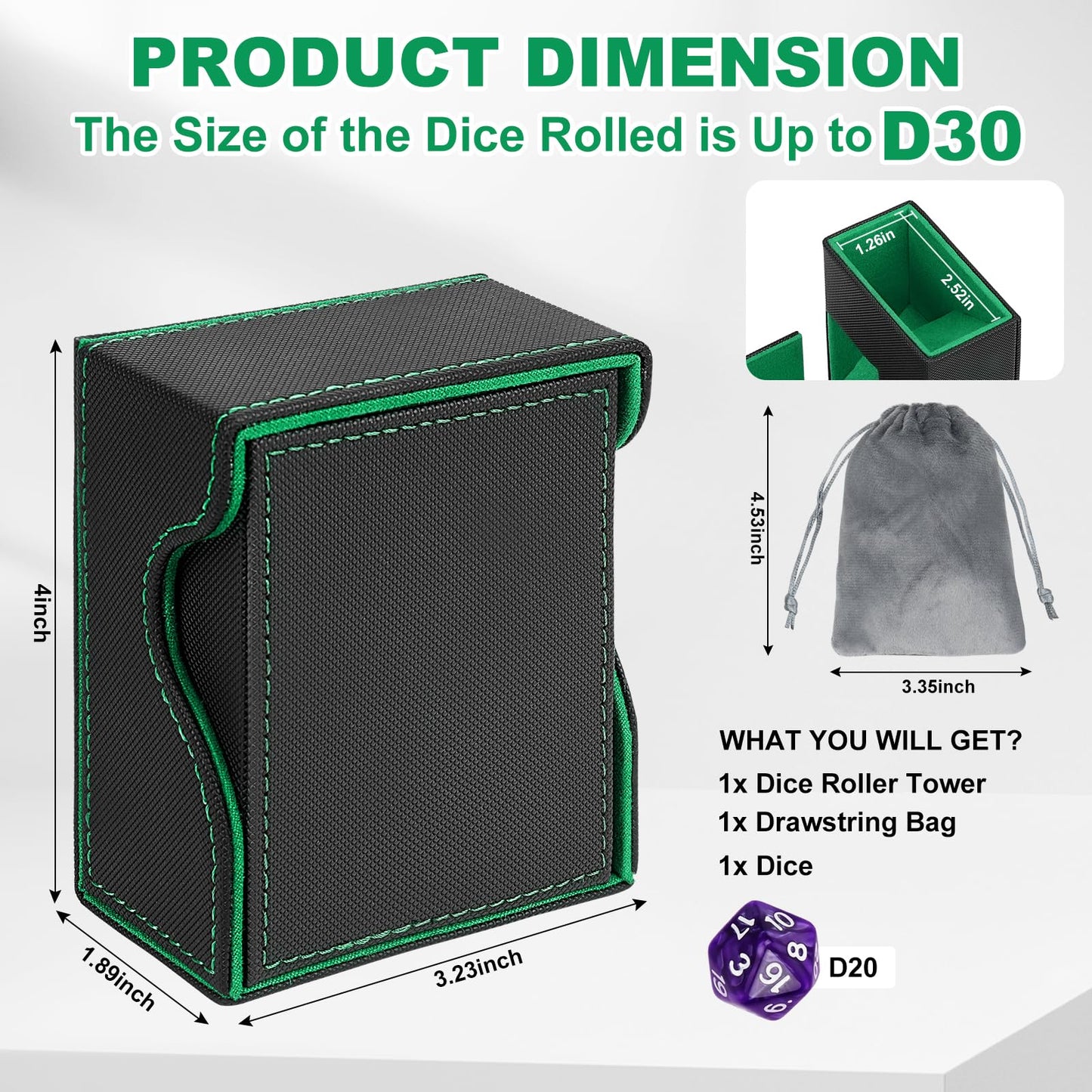 Jaffzora Dice Roller Tower – Magnetic Foldable Leather Dice Tray for D&D & MTG