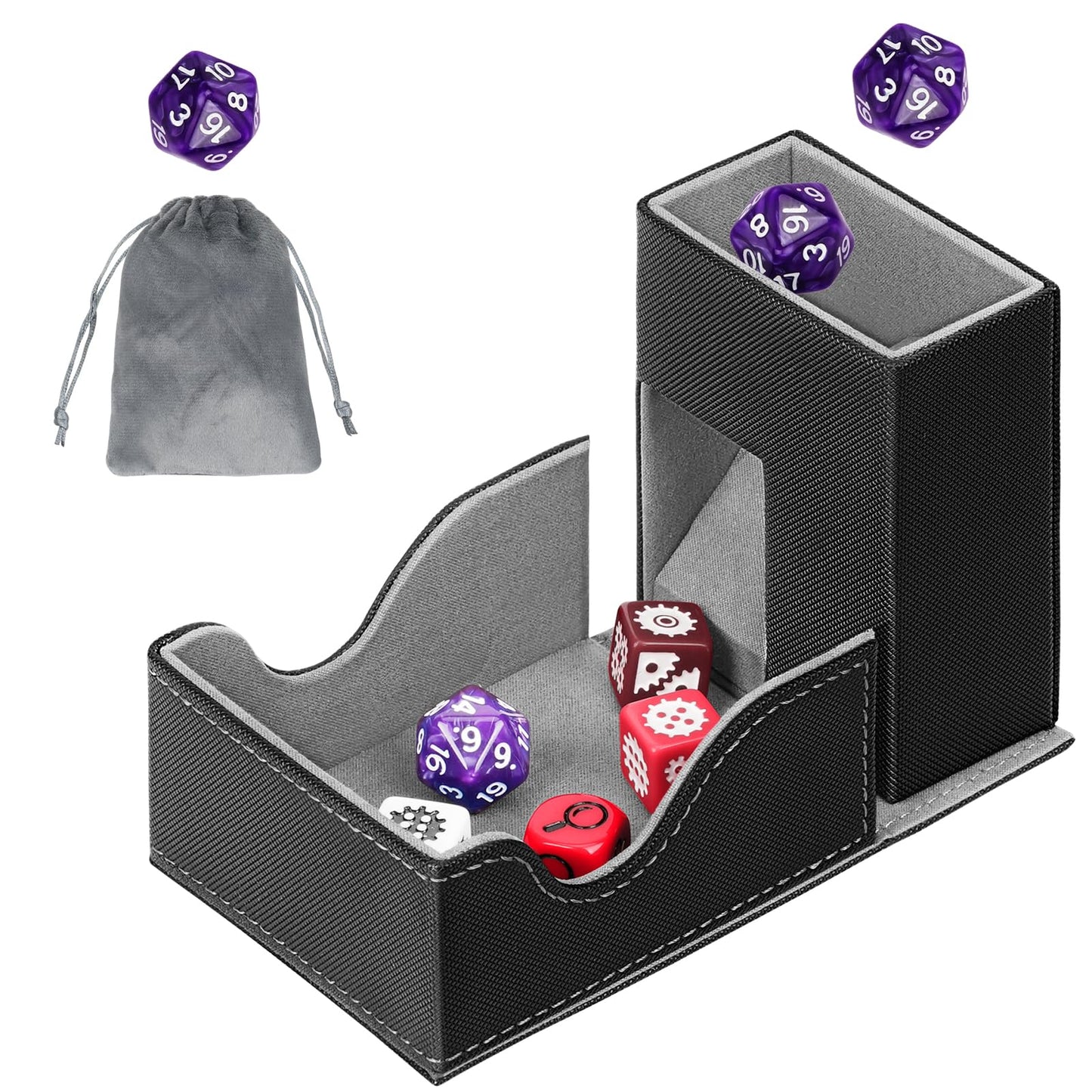 Jaffzora Dice Roller Tower – Magnetic Foldable Leather Dice Tray for D&D & MTG