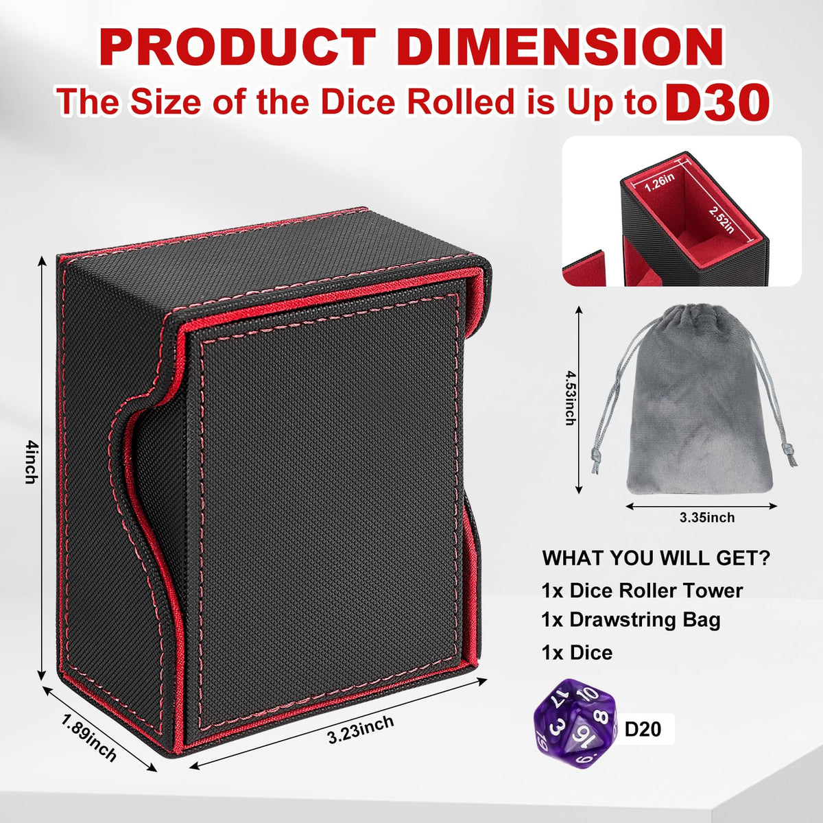 Jaffzora Dice Roller Tower | Magnetic Tray & Foldable Leather Organizer for D&D, MTG