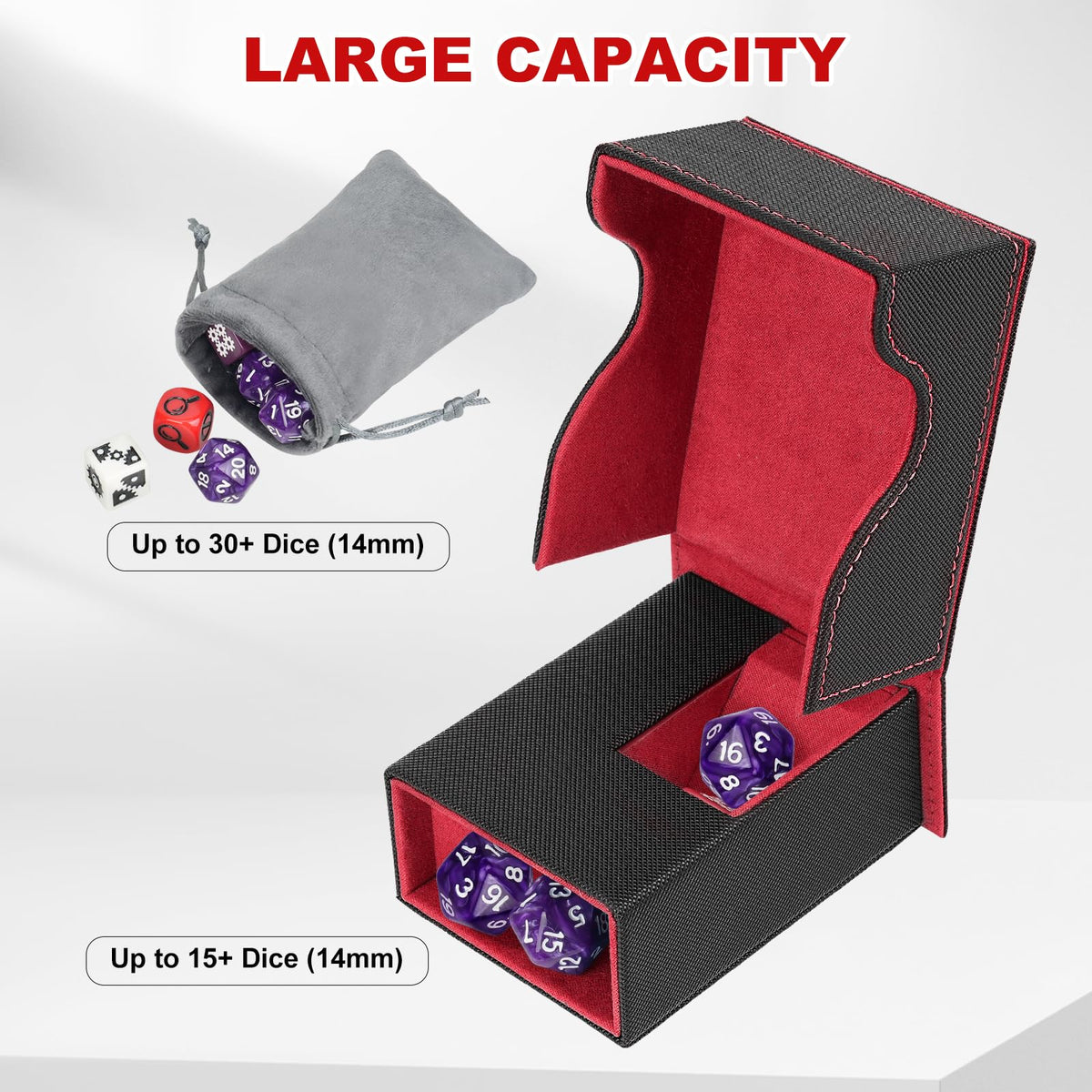 Jaffzora Dice Roller Tower | Magnetic Tray & Foldable Leather Organizer for D&D, MTG