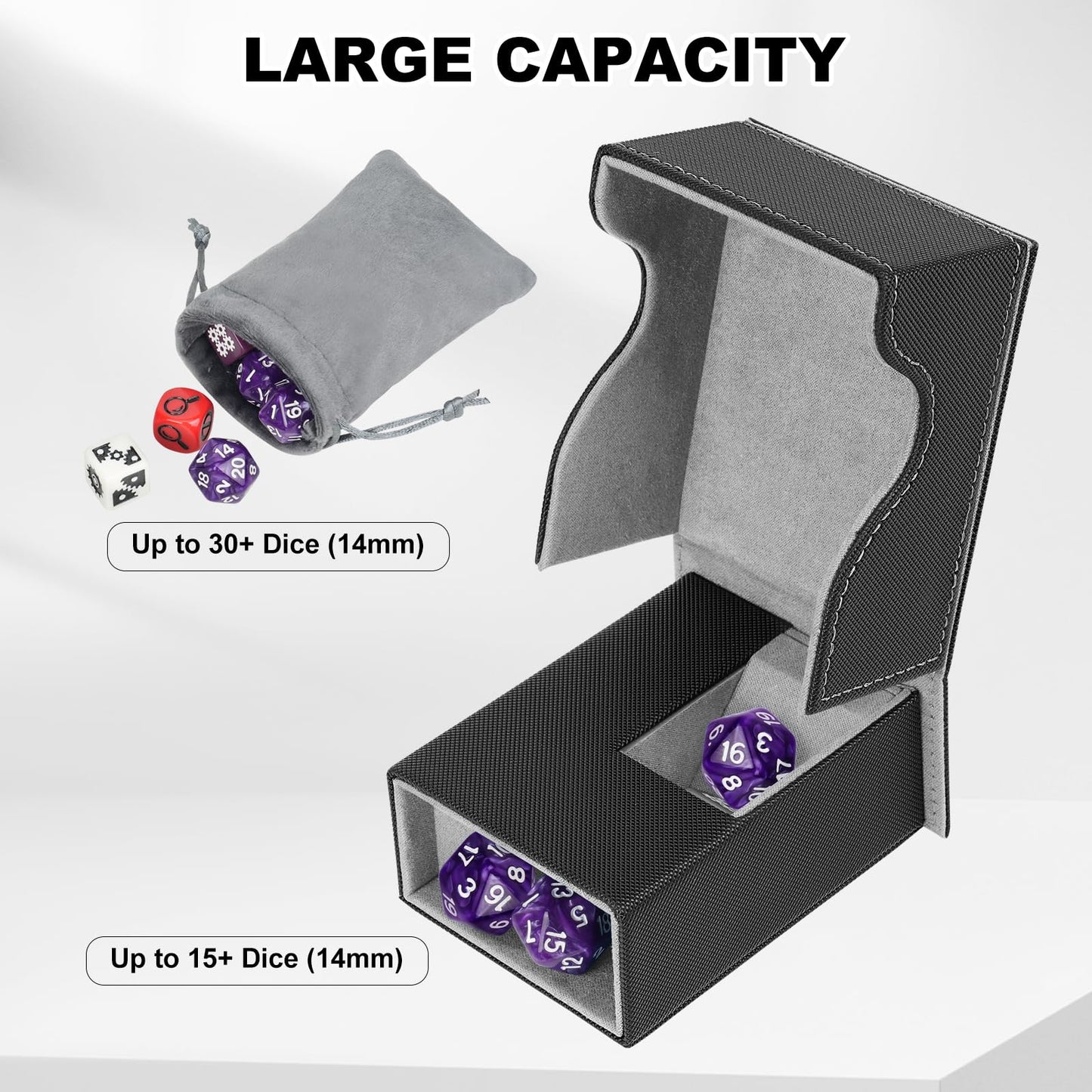 Jaffzora Dice Roller Tower – Magnetic Foldable Leather Dice Tray for D&D & MTG