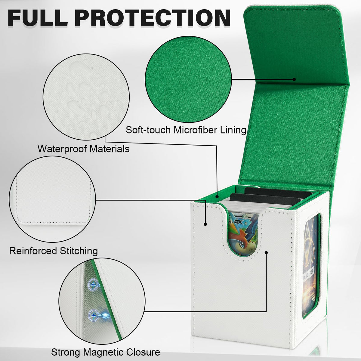 Jaffzora MTG Commander Deck Box – Magnetic Display Case (White & Green)