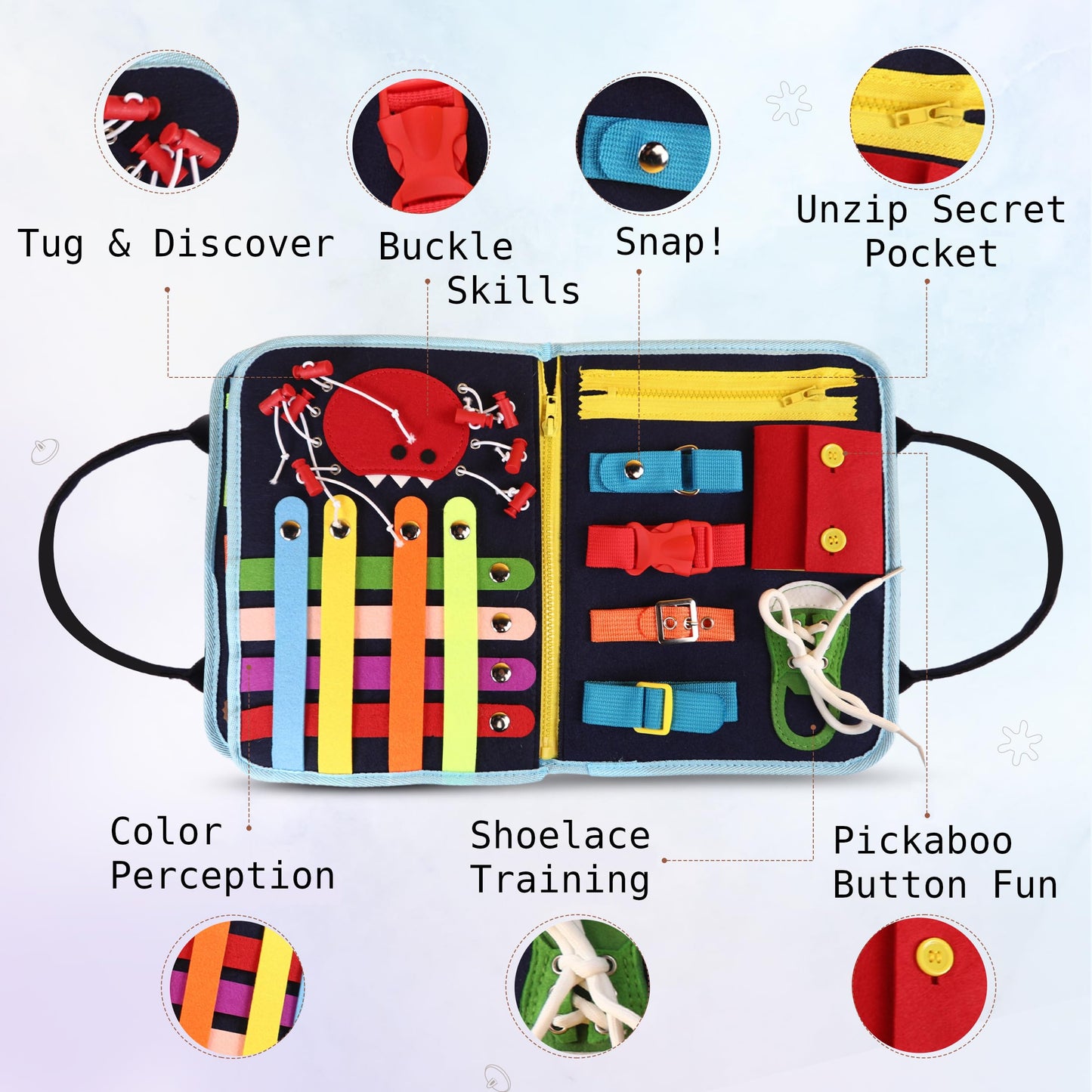 JAGSYJOY Busy Book for Toddlers | Montessori Busy Board & Travel Toy