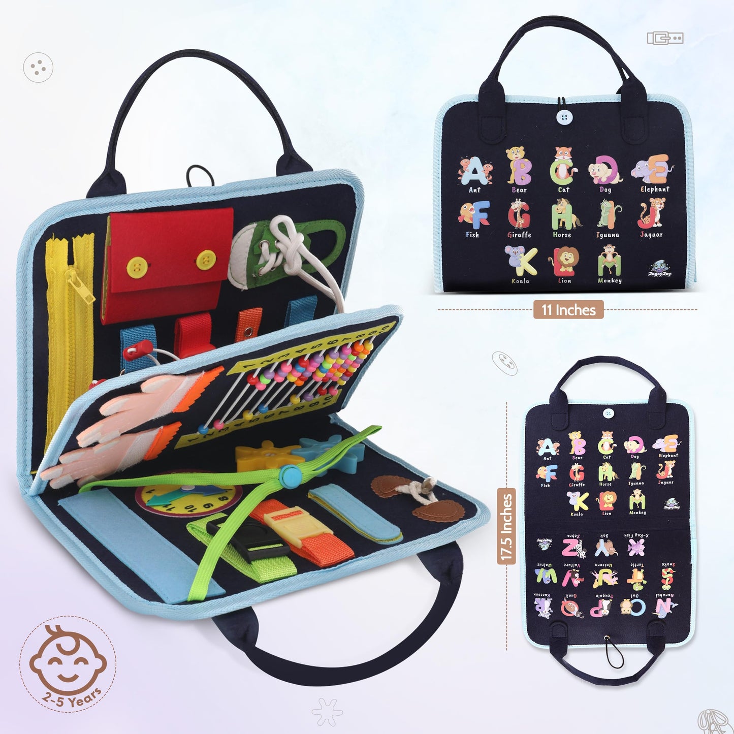 JAGSYJOY Busy Book for Toddlers | Montessori Busy Board & Travel Toy