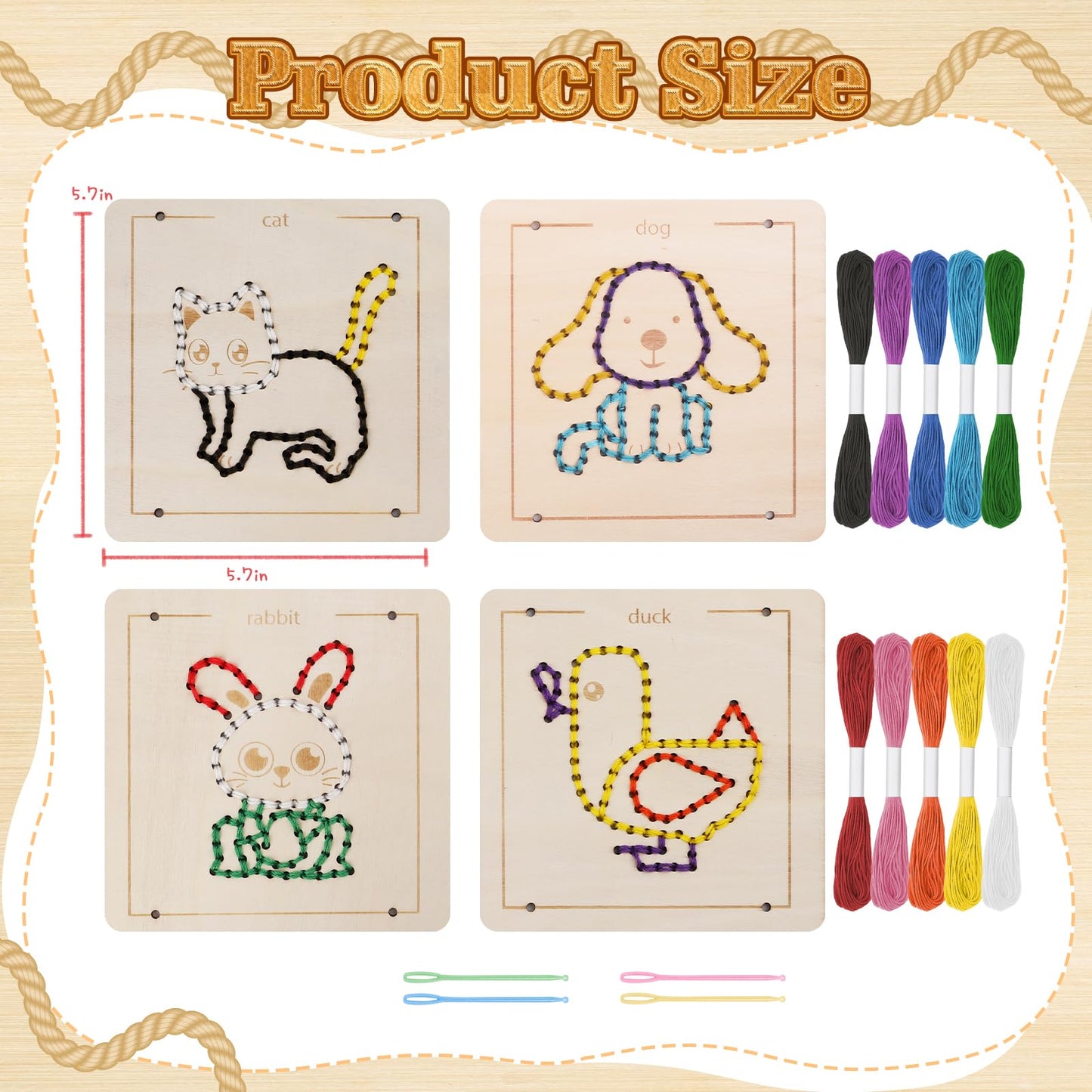 JAiiMen Montessori Wooden Lacing Toys – Fine Motor Busy Board for Toddlers and Kids 2-7