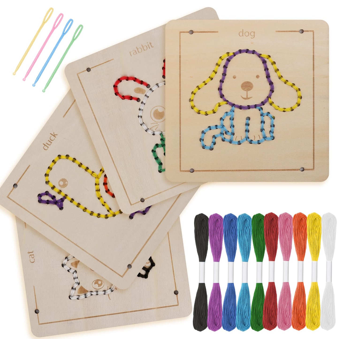 JAiiMen Montessori Wooden Lacing Toys – Fine Motor Busy Board for Toddlers and Kids 2-7