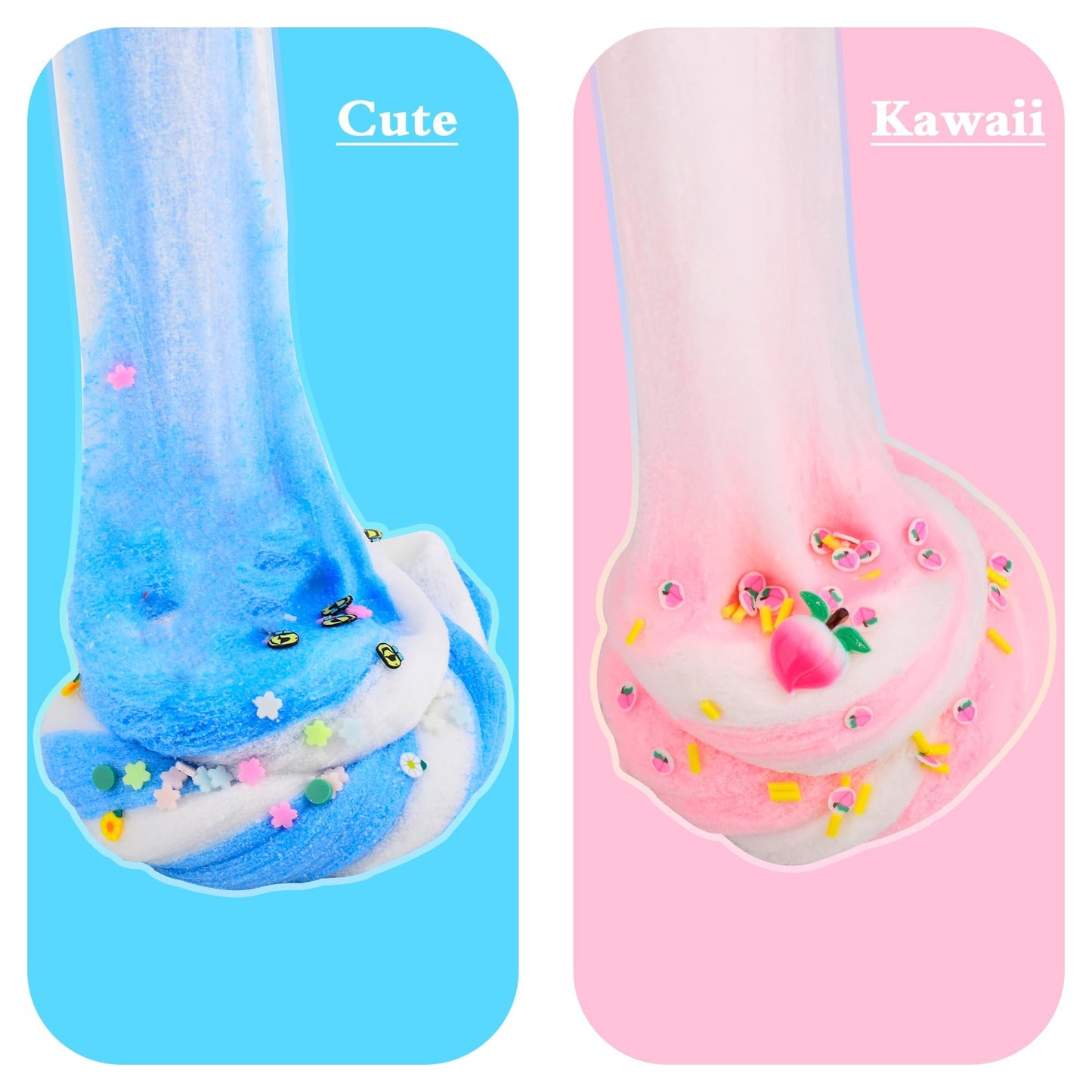 Jajskuwa 2 Pack Cloud Slime Kit — Blue Cake Slime with Pink Charms | DIY Sensory Toy for Kids