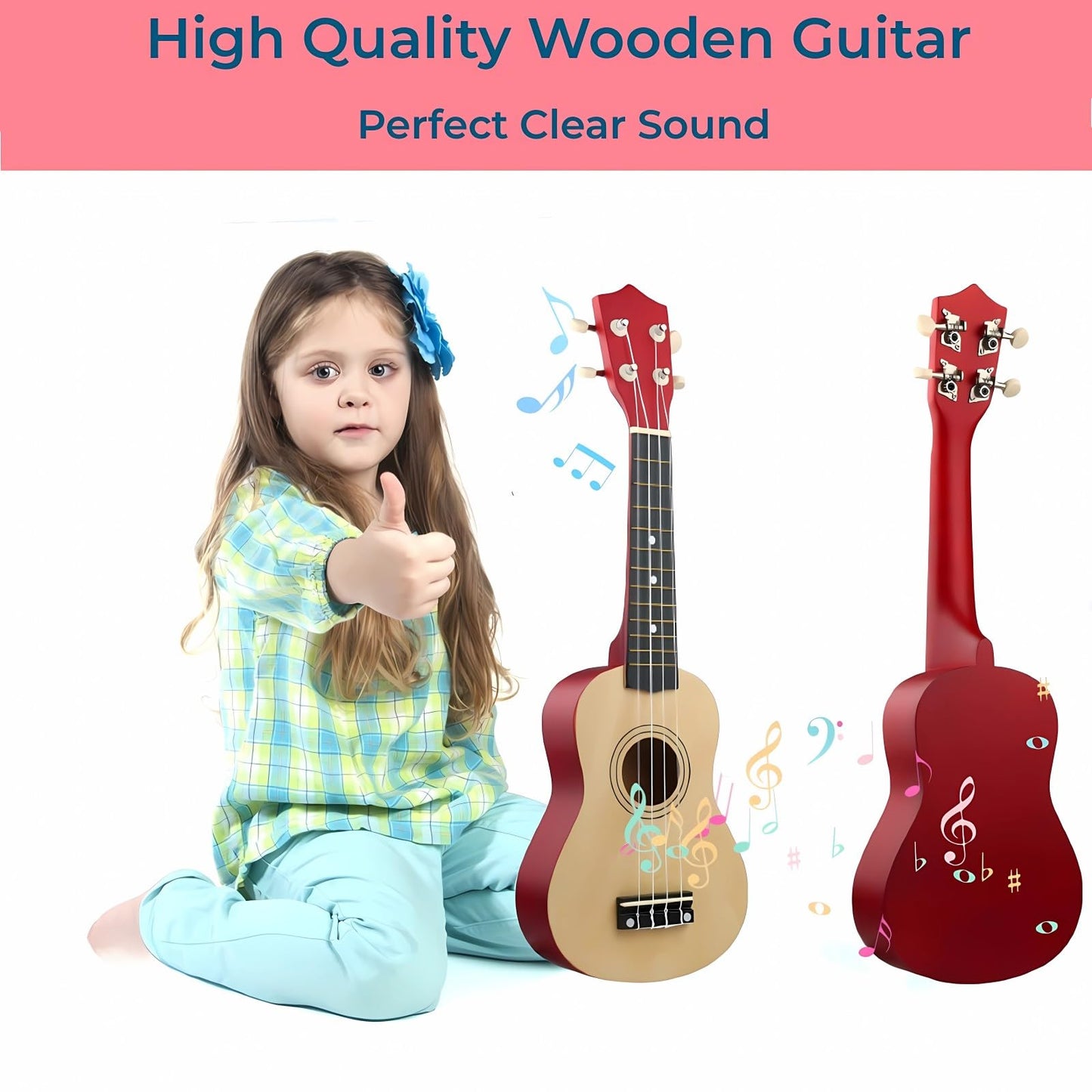 Jakeloo 21-Inch Wooden Kids Acoustic Guitar – Ideal Gift for 3–9 Year Olds