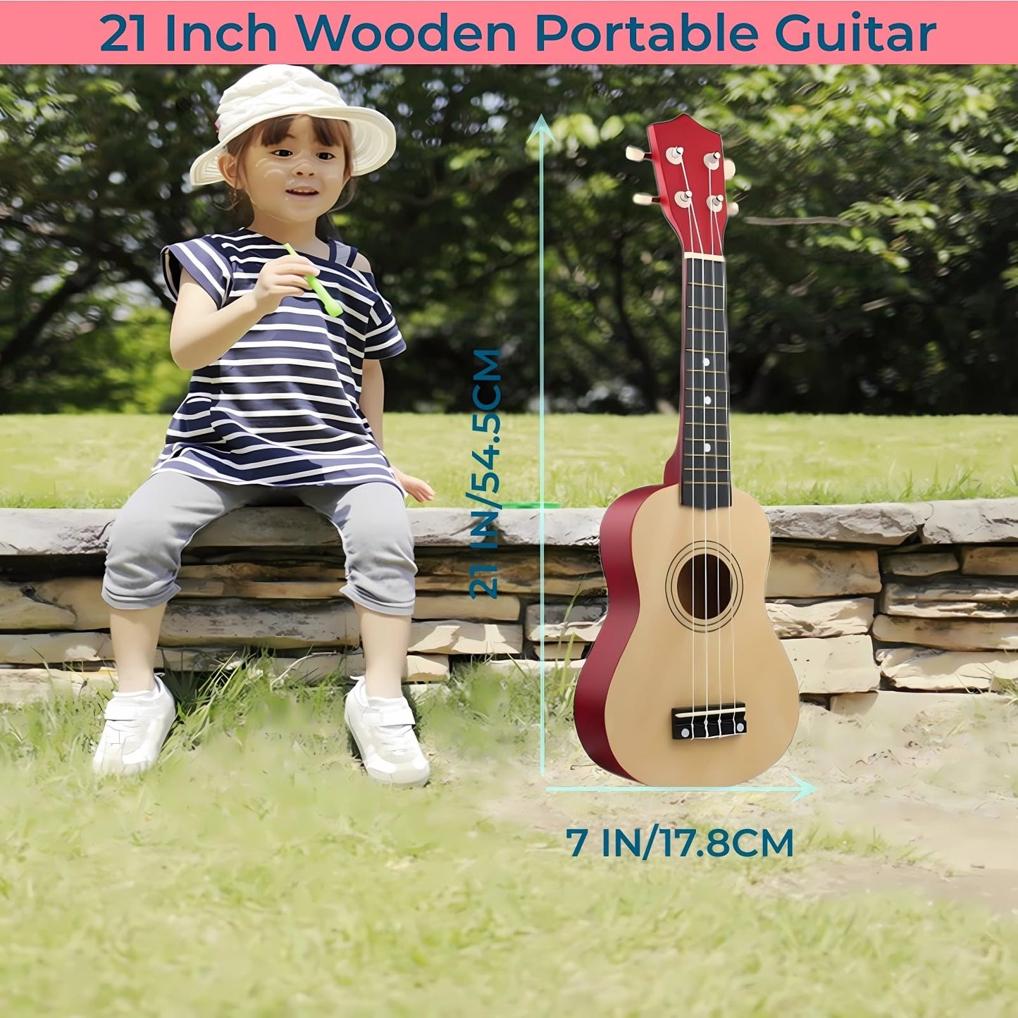 Jakeloo 21-Inch Wooden Kids Acoustic Guitar – Ideal Gift for 3–9 Year Olds