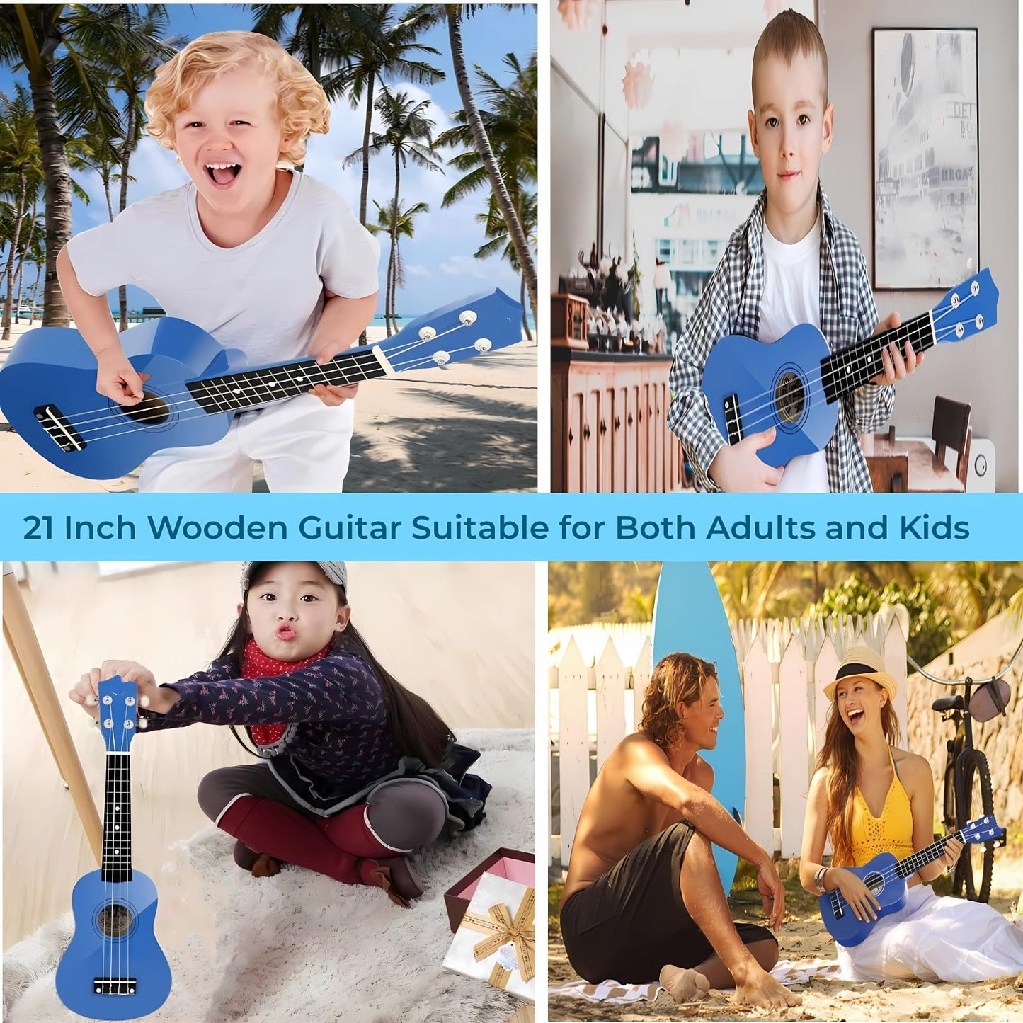Jakeloo 21-Inch Wooden Kids Acoustic Guitar (Blue) – Ages 3-9