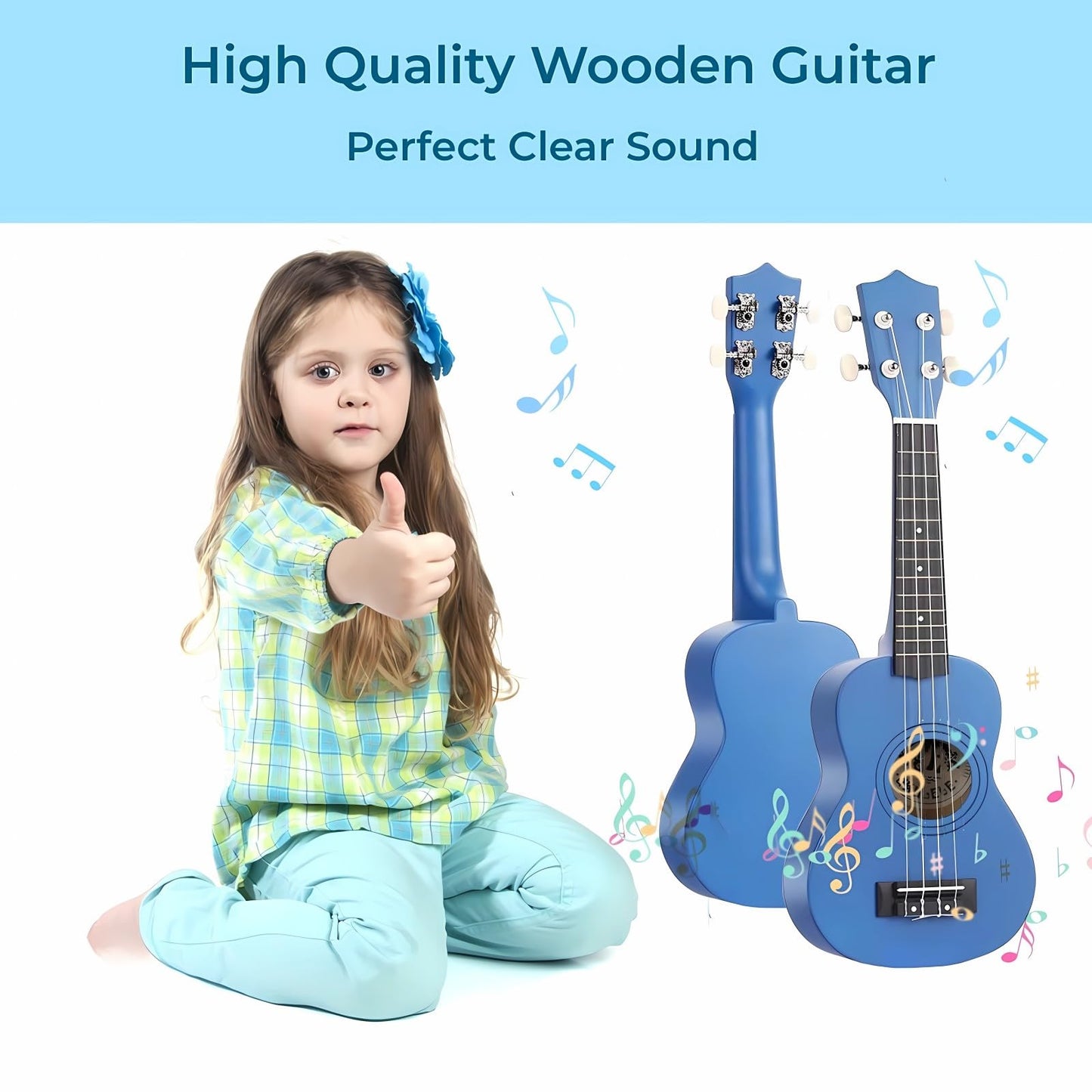 Jakeloo 21-Inch Wooden Kids Acoustic Guitar (Blue) – Ages 3-9