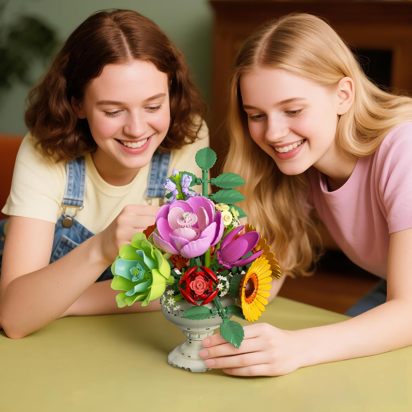 JAKI Botanicals Flower Arrangement Building Set – 655-Piece Artificial Flower Kit for Table Decor