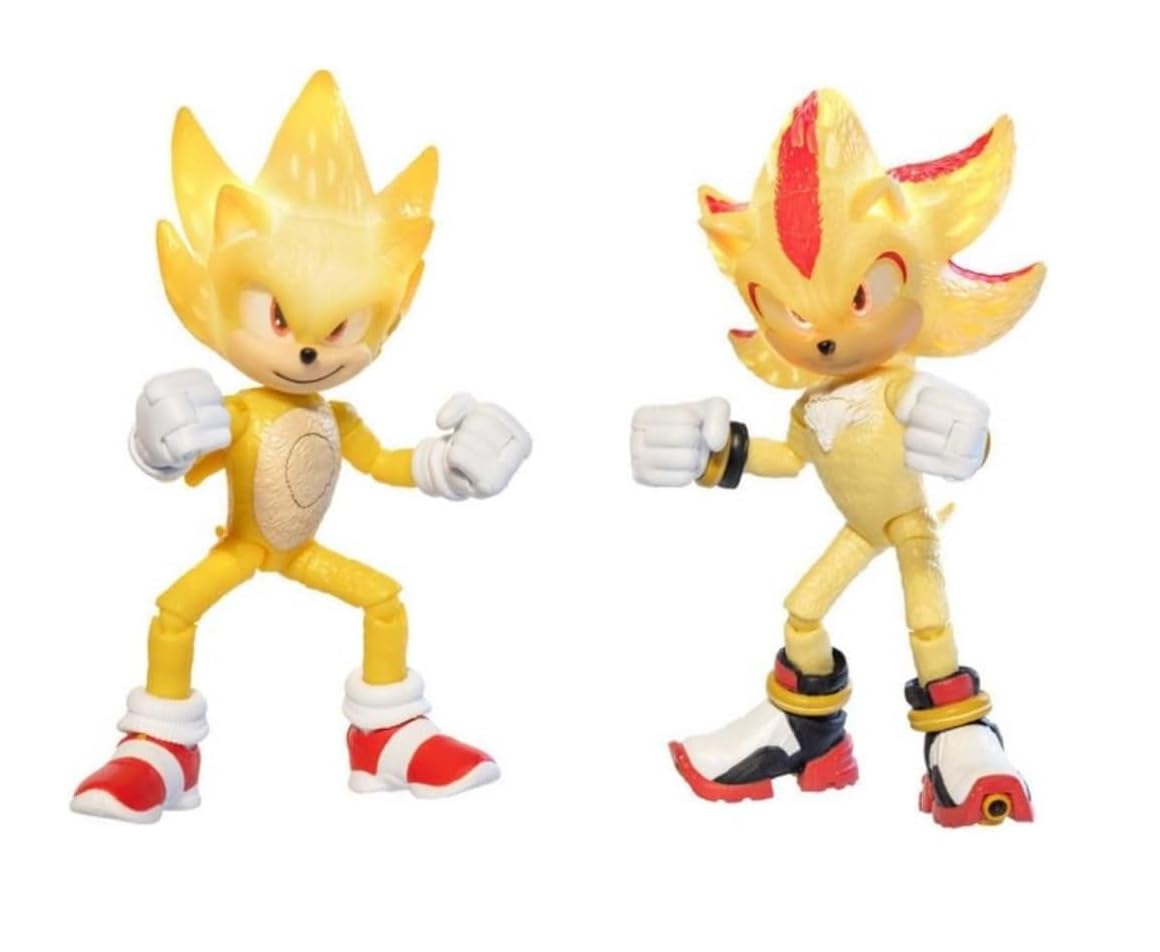 JAKKS Pacific Sonic The Hedgehog Light-Up Super Sonic & Super Shadow 2-Pack Figures