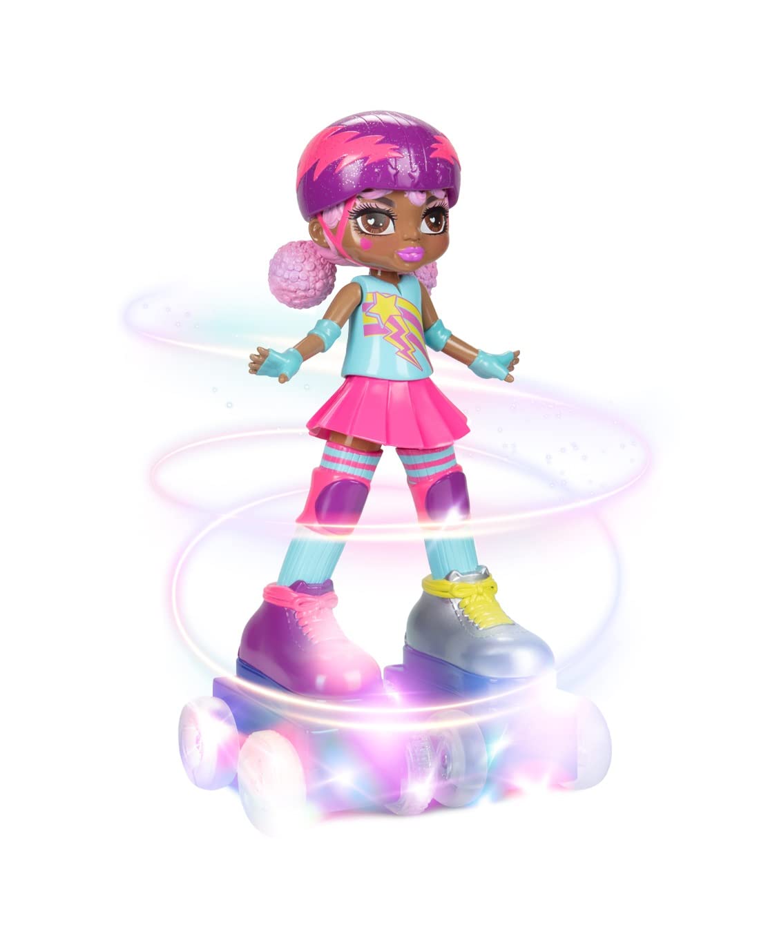 JAKKS Pacific Rock N Rollerskate Doll Lightning Luna – Light-Up Remote Control Skates, 10-inch High