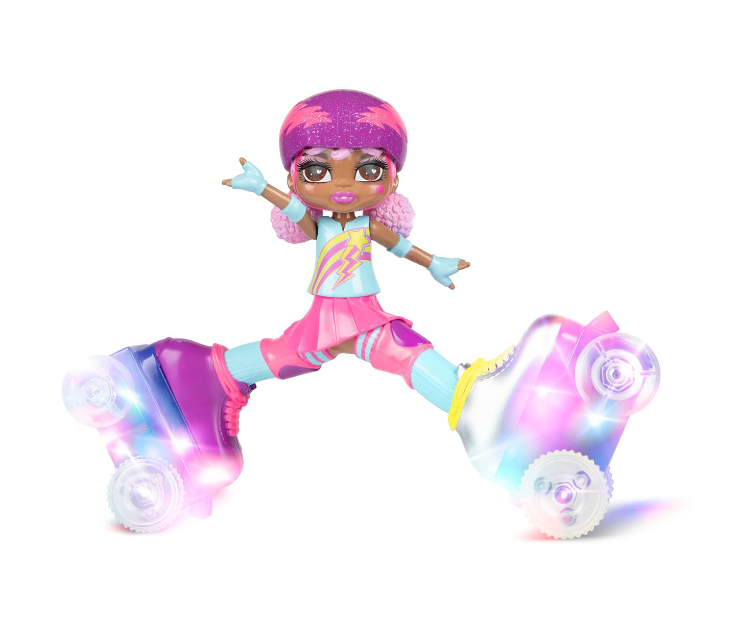 JAKKS Pacific Rock N Rollerskate Doll Lightning Luna – Light-Up Remote Control Skates, 10-inch High