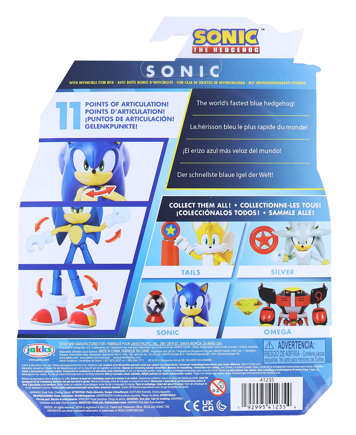 Jakks Pacific Sonic The Hedgehog 4-Inch Action Figure (Wave 18) – Modern Sonic with Invincible Item Box