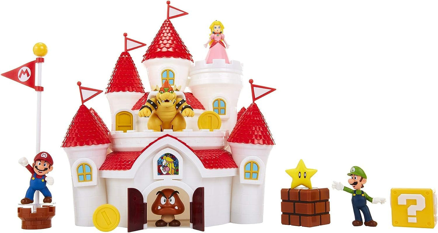 Super Mario Mushroom Kingdom Castle Wall Display Playset — 9 Figures | JAKKS Pacific