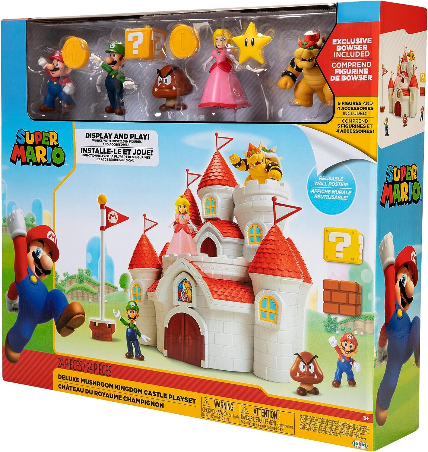 Super Mario Mushroom Kingdom Castle Wall Display Playset — 9 Figures | JAKKS Pacific