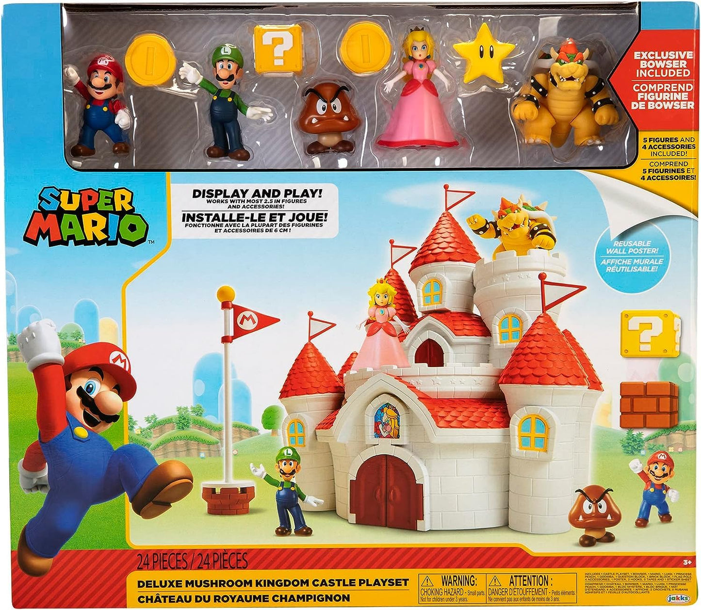 Super Mario Mushroom Kingdom Castle Wall Display Playset — 9 Figures | JAKKS Pacific
