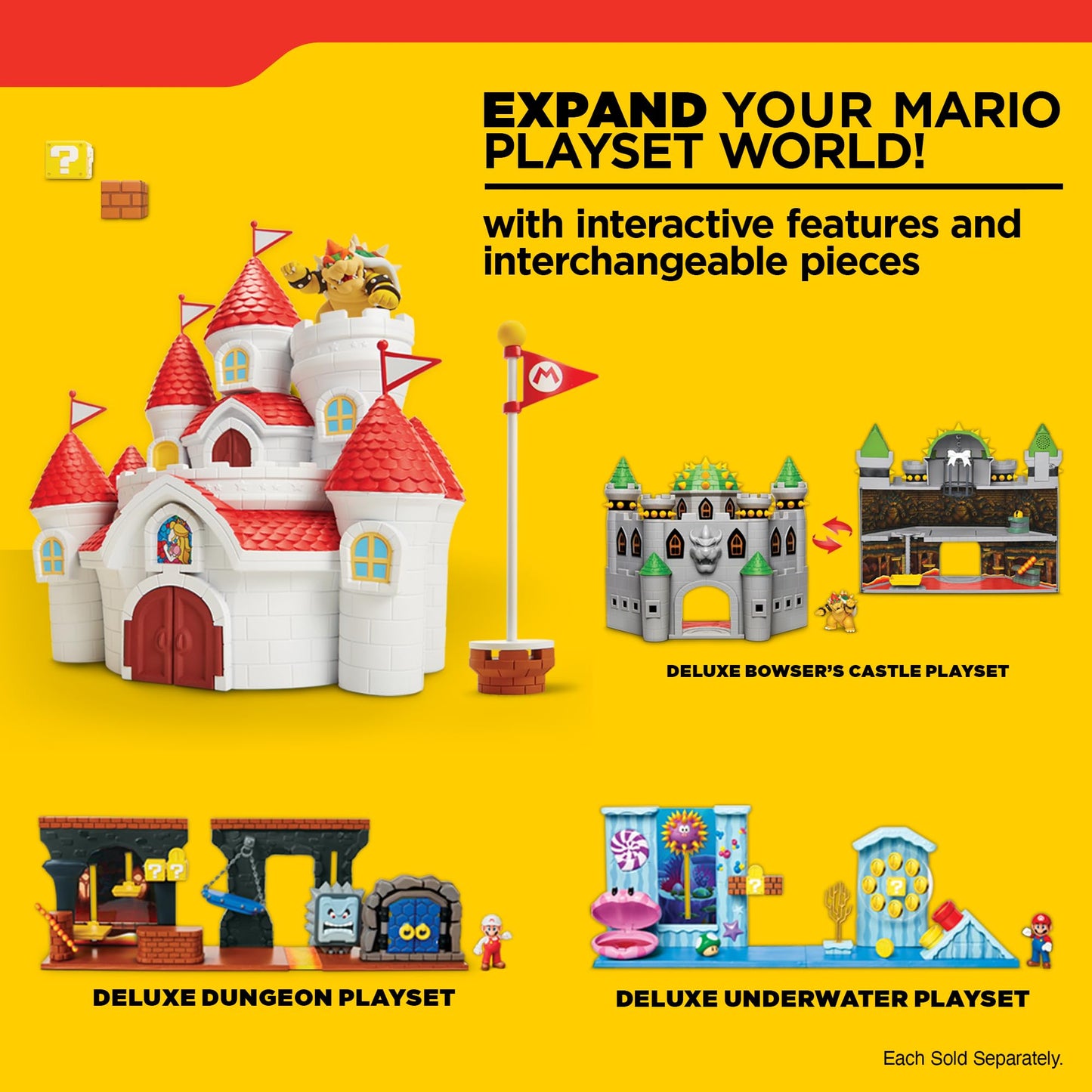 Super Mario Mushroom Kingdom Castle Wall Display Playset — 9 Figures | JAKKS Pacific