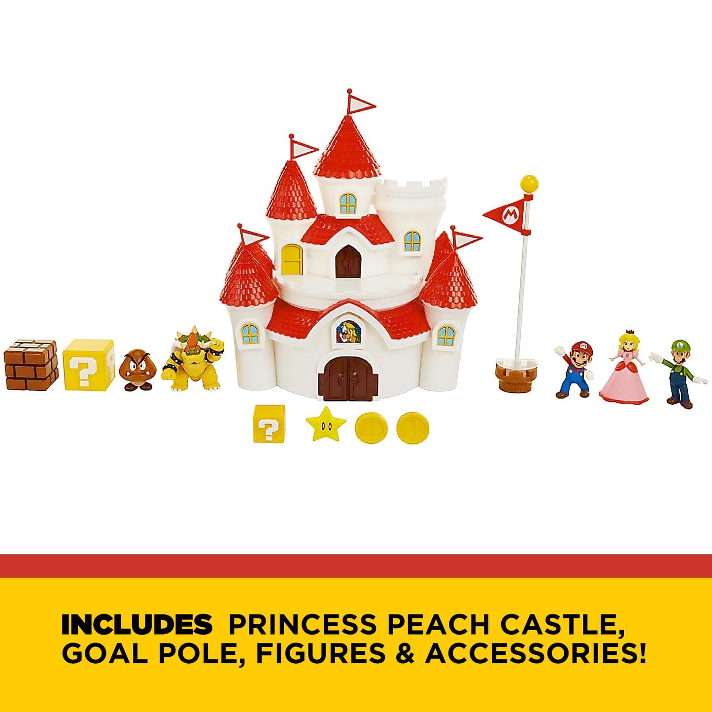 Super Mario Mushroom Kingdom Castle Wall Display Playset — 9 Figures | JAKKS Pacific