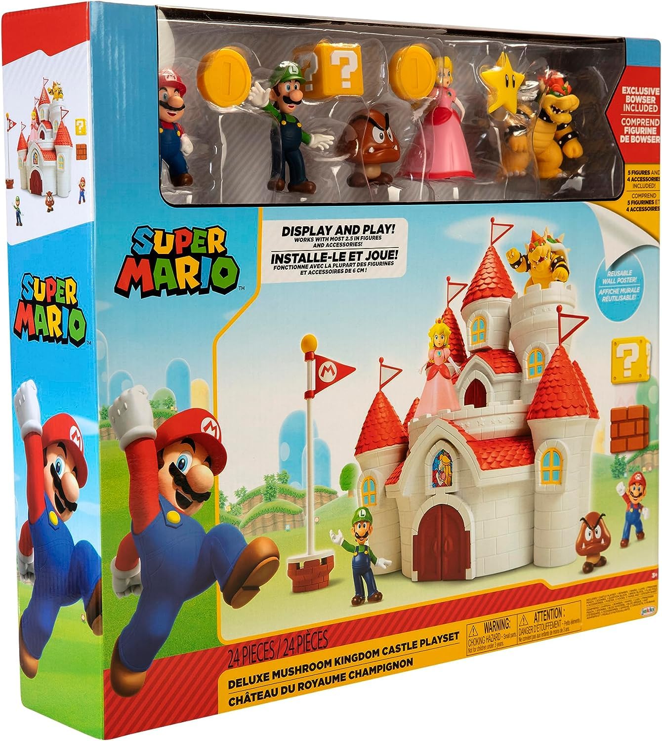 Super Mario Mushroom Kingdom Castle Wall Display Playset — 9 Figures | JAKKS Pacific