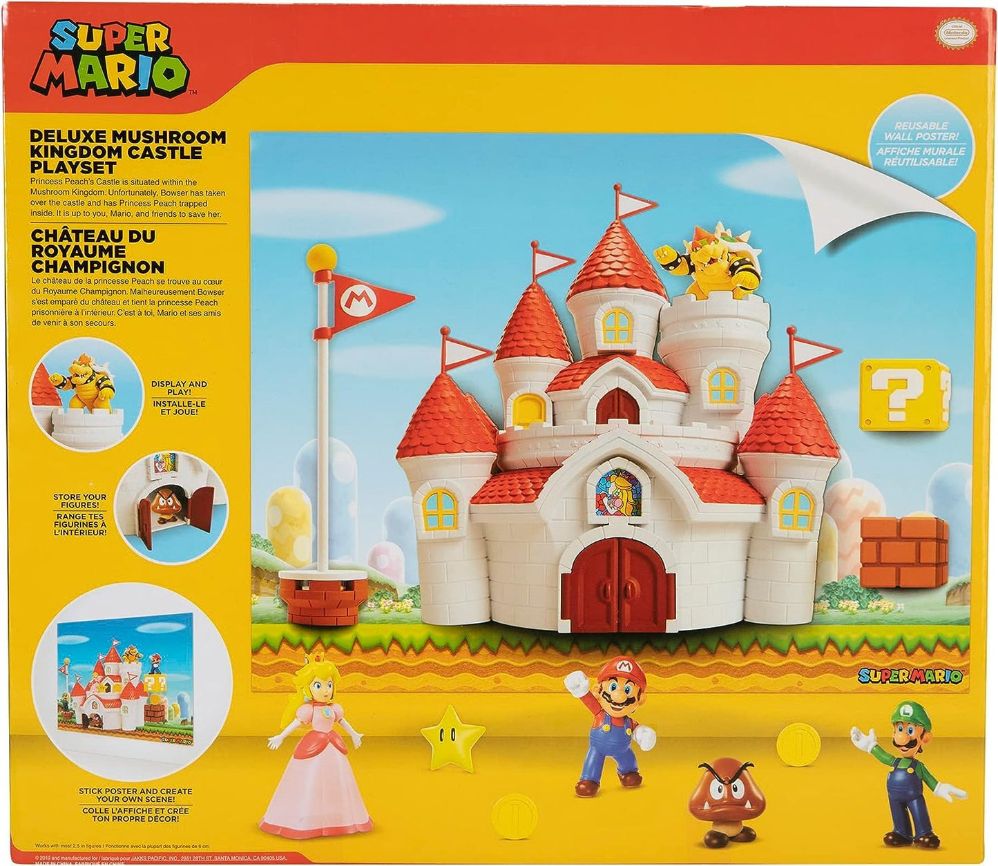 Super Mario Mushroom Kingdom Castle Wall Display Playset — 9 Figures | JAKKS Pacific