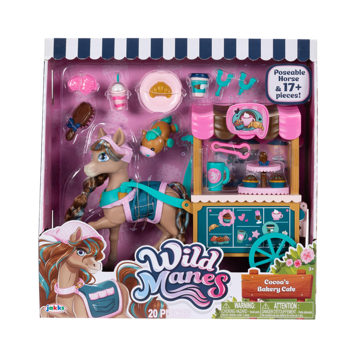 Wild Manes Cocoa’s Bakery Café Cart Playset – Cocoa Horse Doll & Accessories by JAKKS Pacific