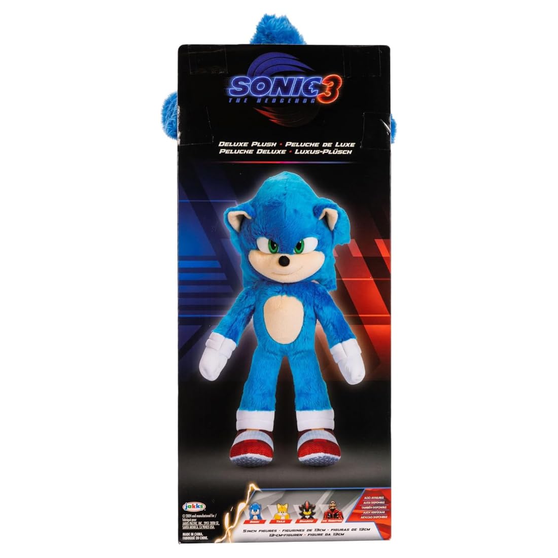JAKKS Pacific Sonic 3 The Hedgehog Deluxe Plush 33cm – Official Sega Licensed
