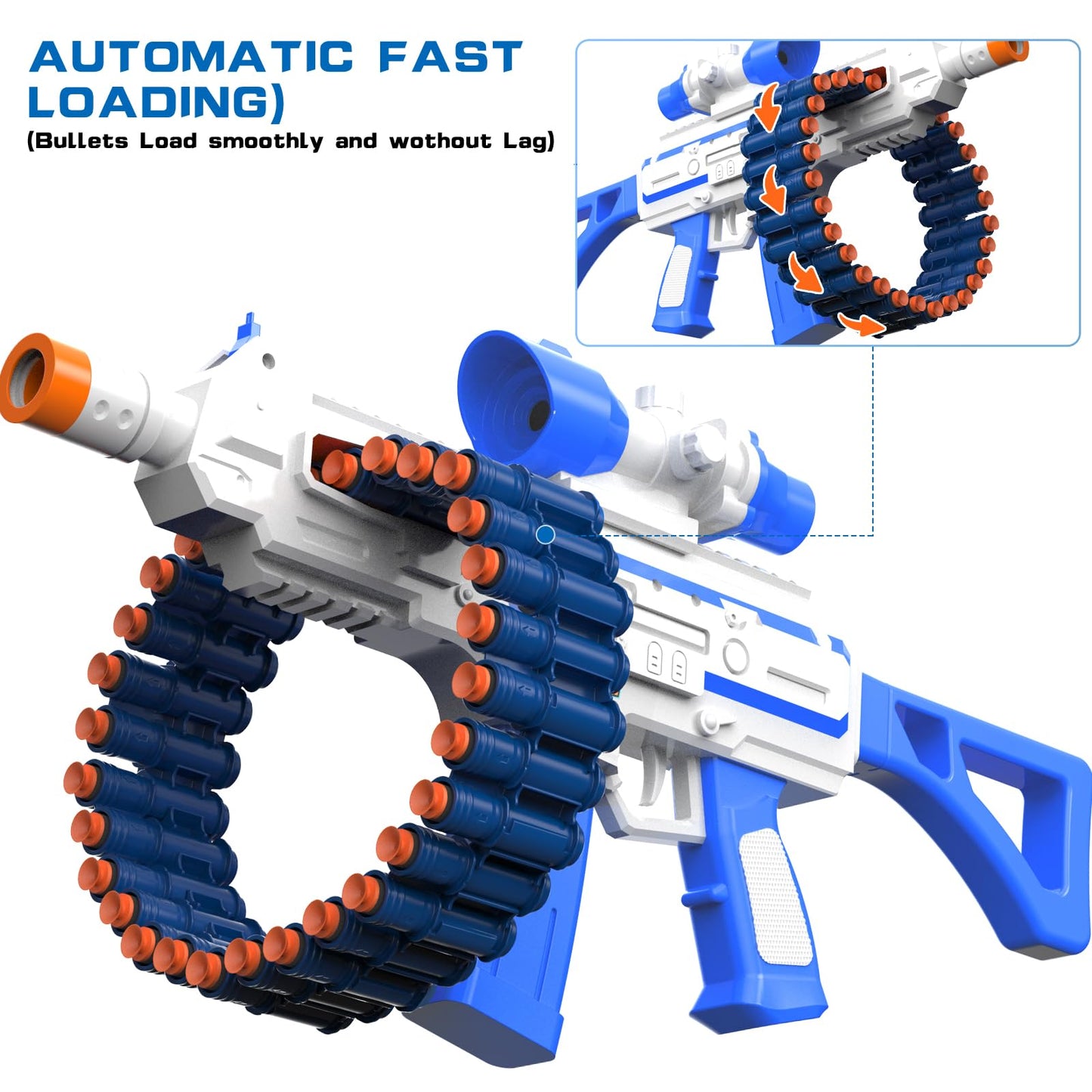 JakMean Electric Automatic Toy Blaster – 30 Clips, 100 Foam Darts, Outdoor Foam Battle