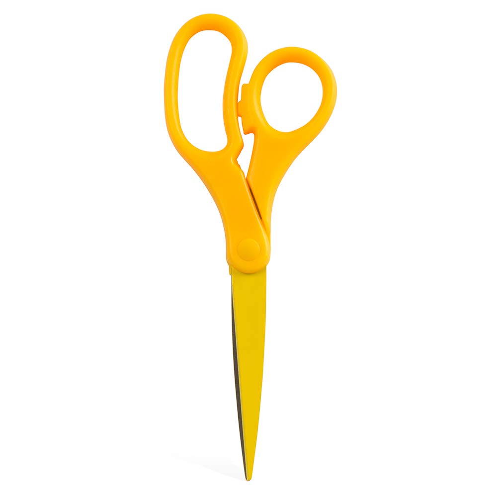 JAM Paper 8-Inch Precision Scissors – Yellow, Ergonomic Handle, Stainless Steel Blades