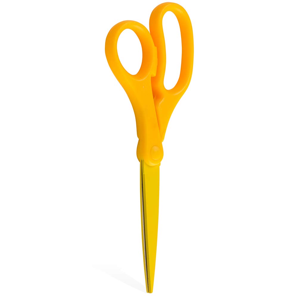 JAM Paper 8-Inch Precision Scissors – Yellow, Ergonomic Handle, Stainless Steel Blades