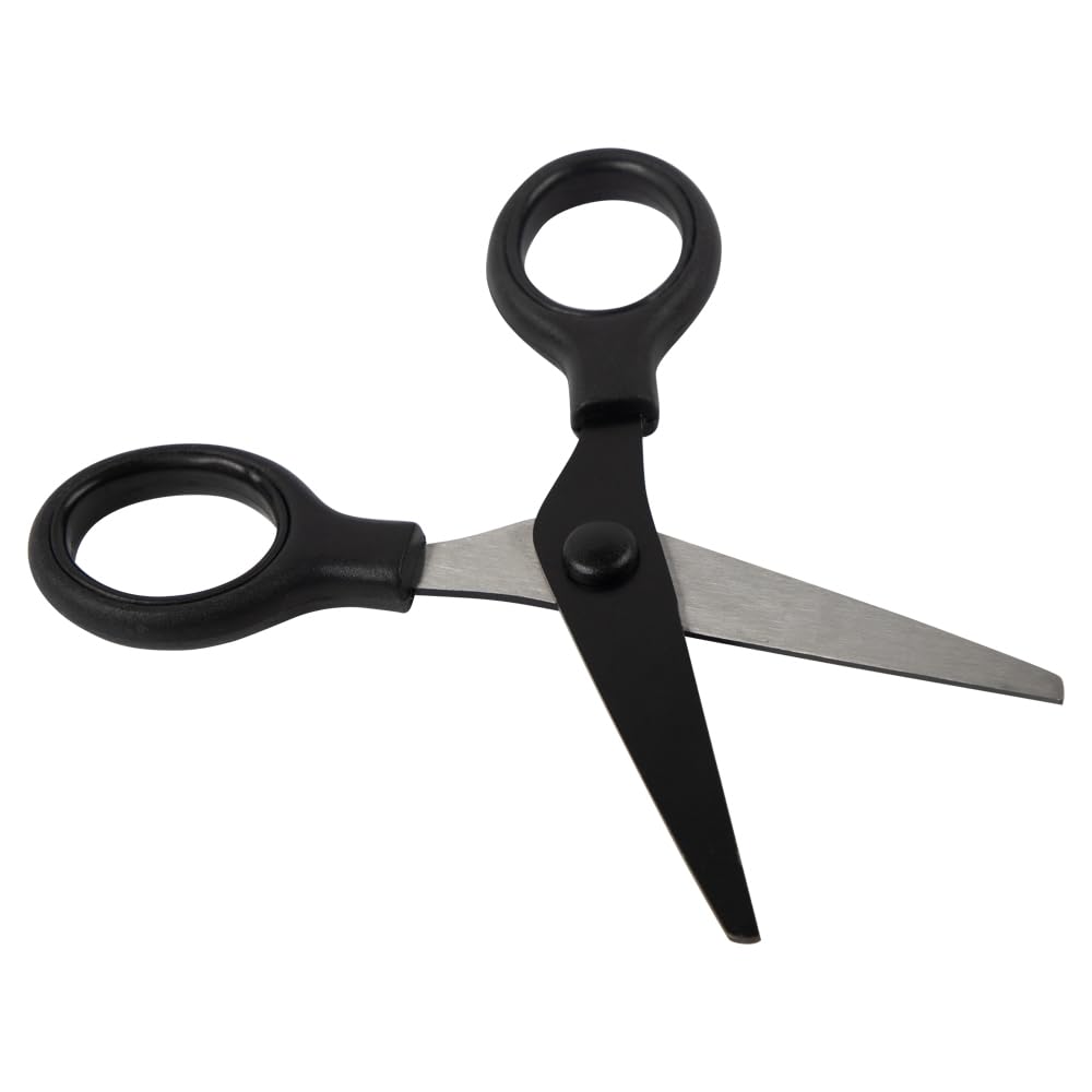 JAM Paper Mini Scissors – 5-Inch Black, Soft Grip & Stainless Steel Blades