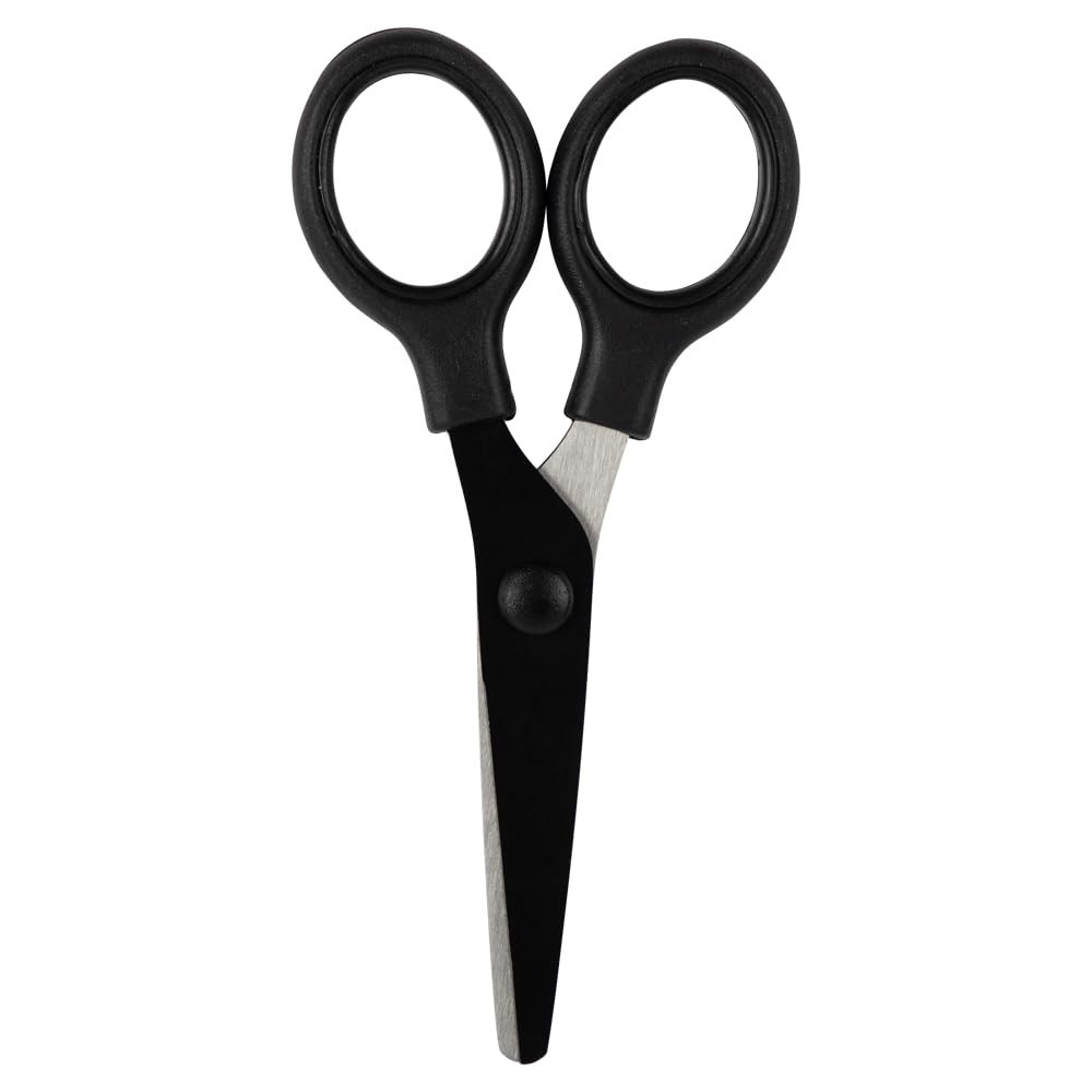 JAM Paper Mini Scissors – 5-Inch Black, Soft Grip & Stainless Steel Blades